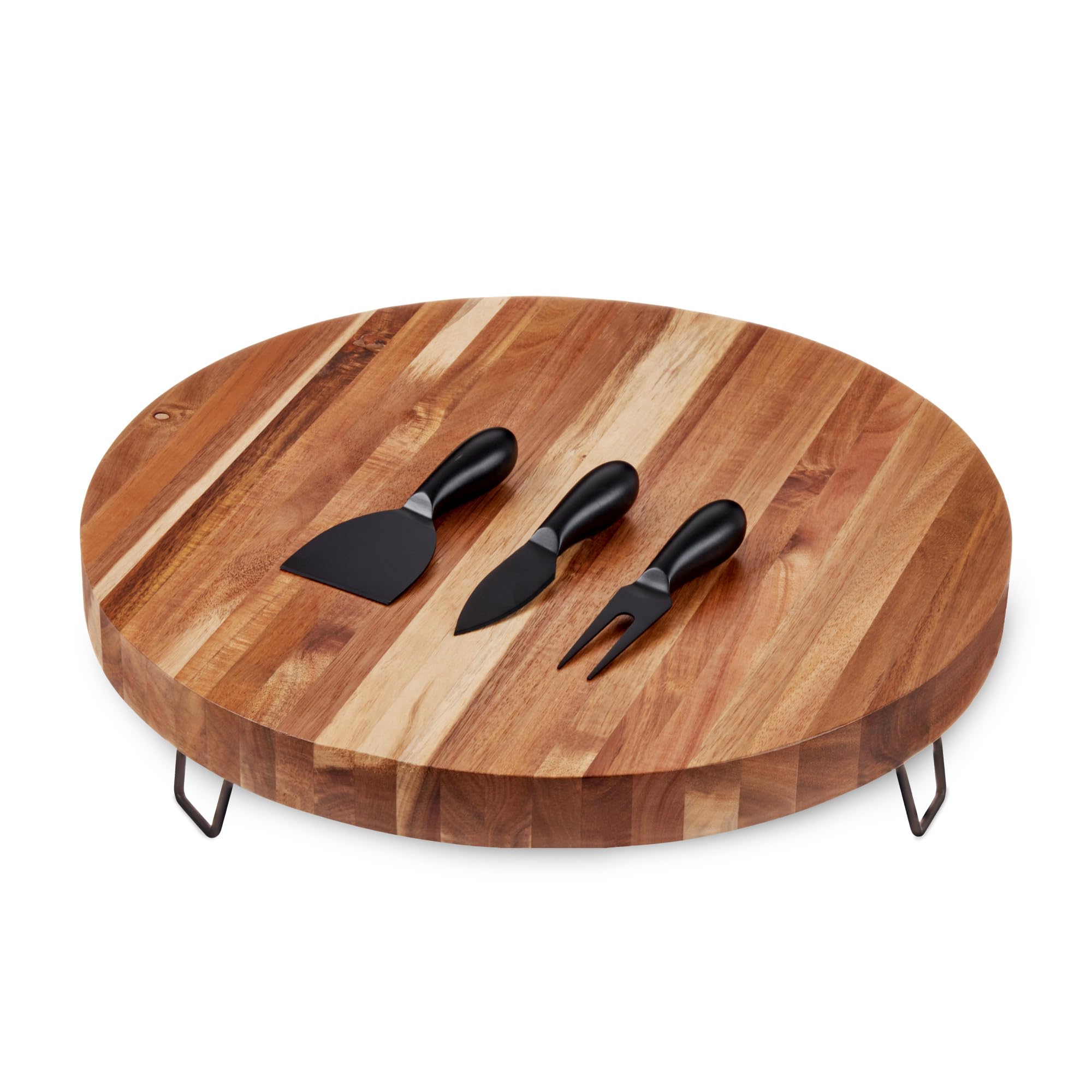 Premium Acacia Wood Cheese Board and Knife Set - 16