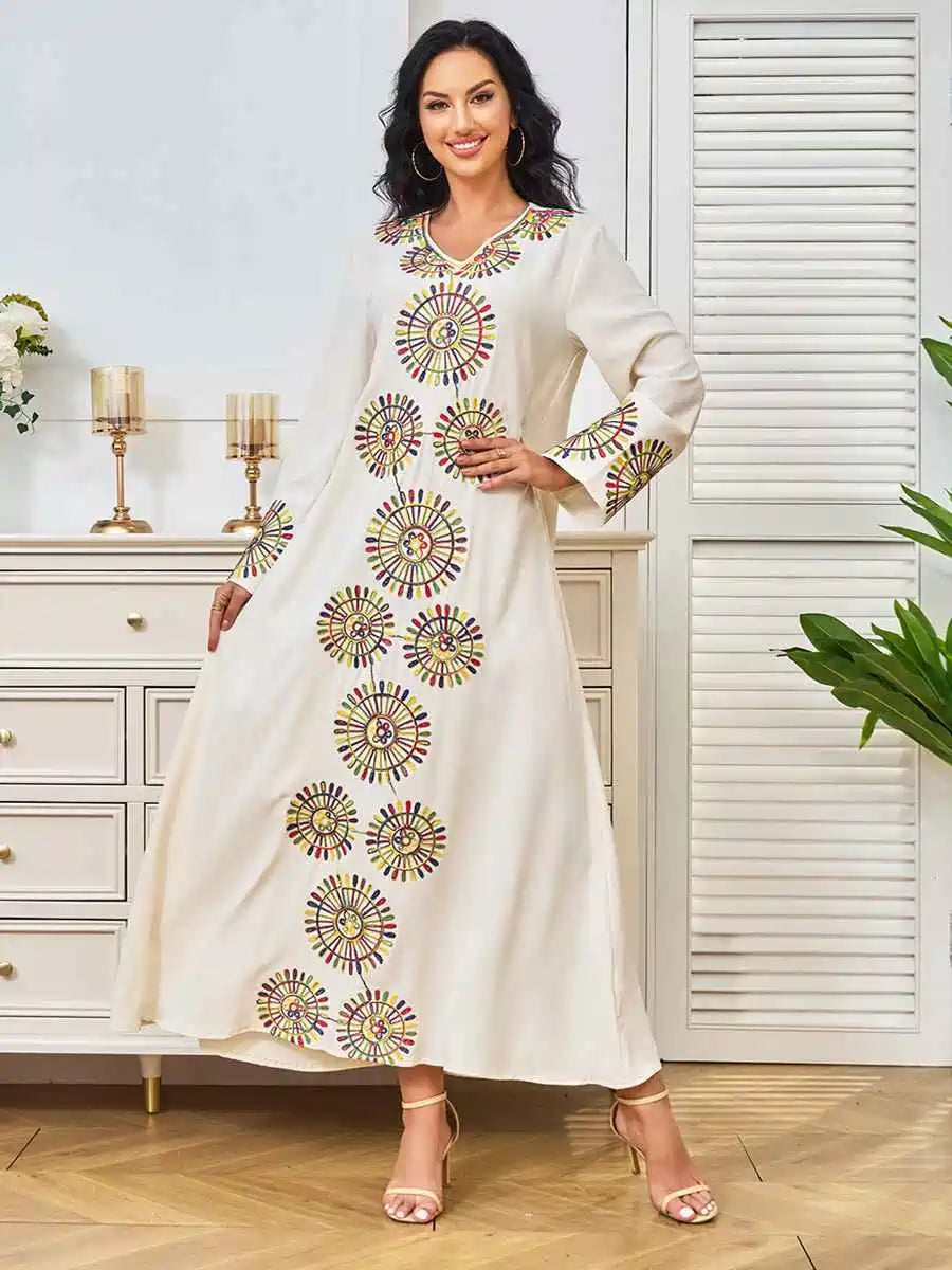 Elegant Rope Embroidery Eid Caftan Dress for Women - Traditional Moroccan Kaftan #24309 - Perfect for Eid Celebrations, Weddings & Special Occasions