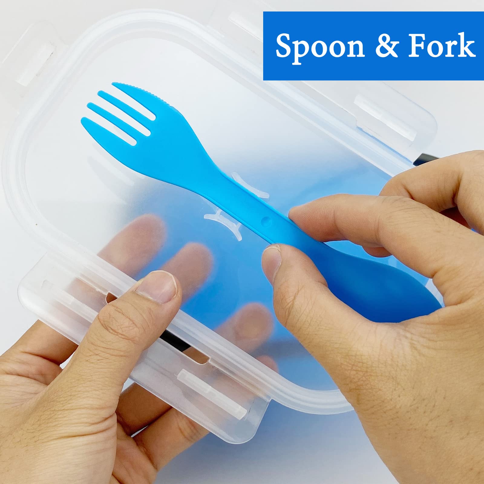 Collapsible Silicone Lunch Box - 1000ml Large Bento Container with Airtight Lid & 2-in-1 Utensil (Spoon/Fork) | Microwave & Dishwasher Safe | Perfect for Meal Prep, Office Lunch, Picnics & Travel