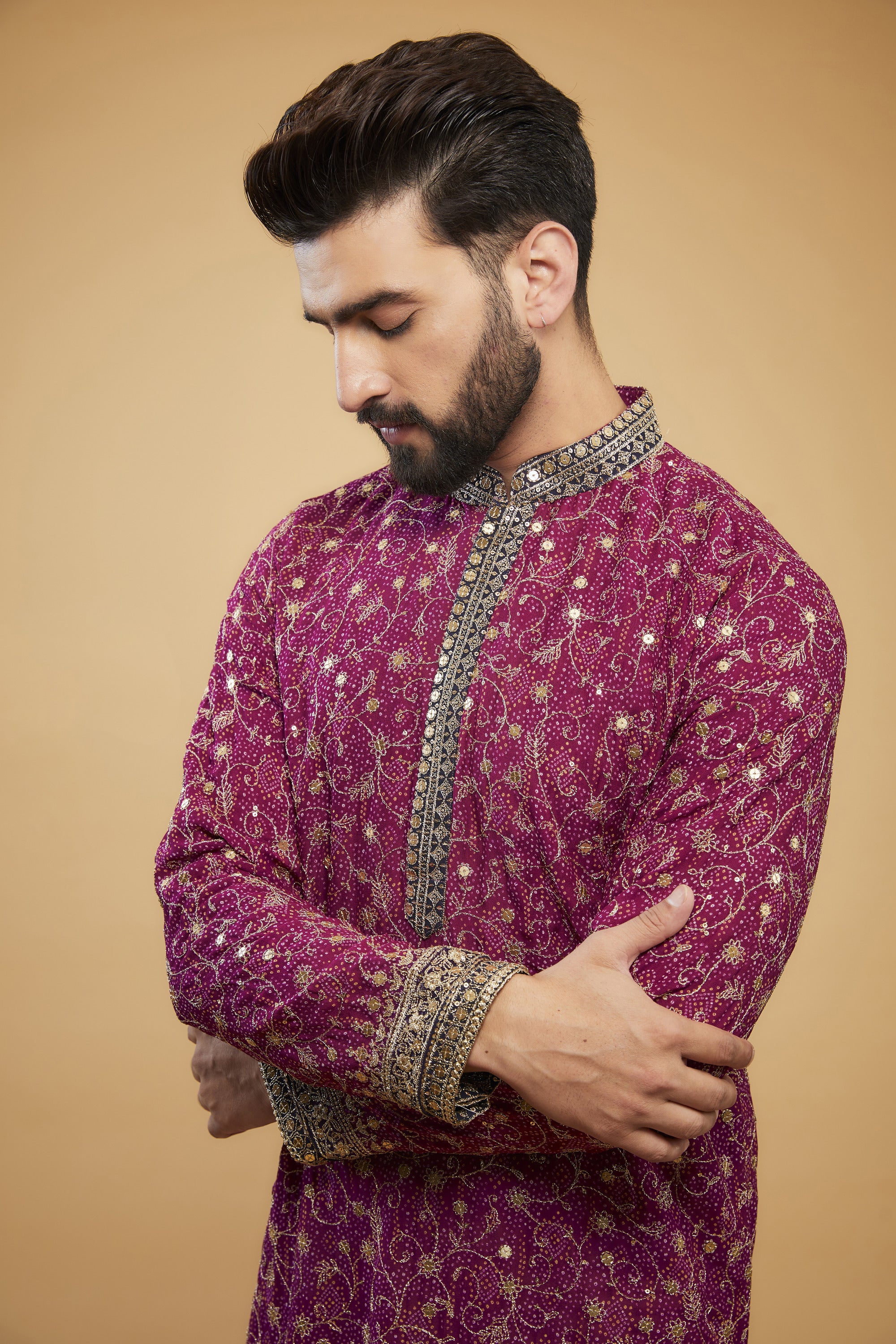 Exclusive Zari Work Kurta with Intricate Neckline & Borders - Elegant Indian Ethnic Wear for Festivals, Weddings & Special Occasions