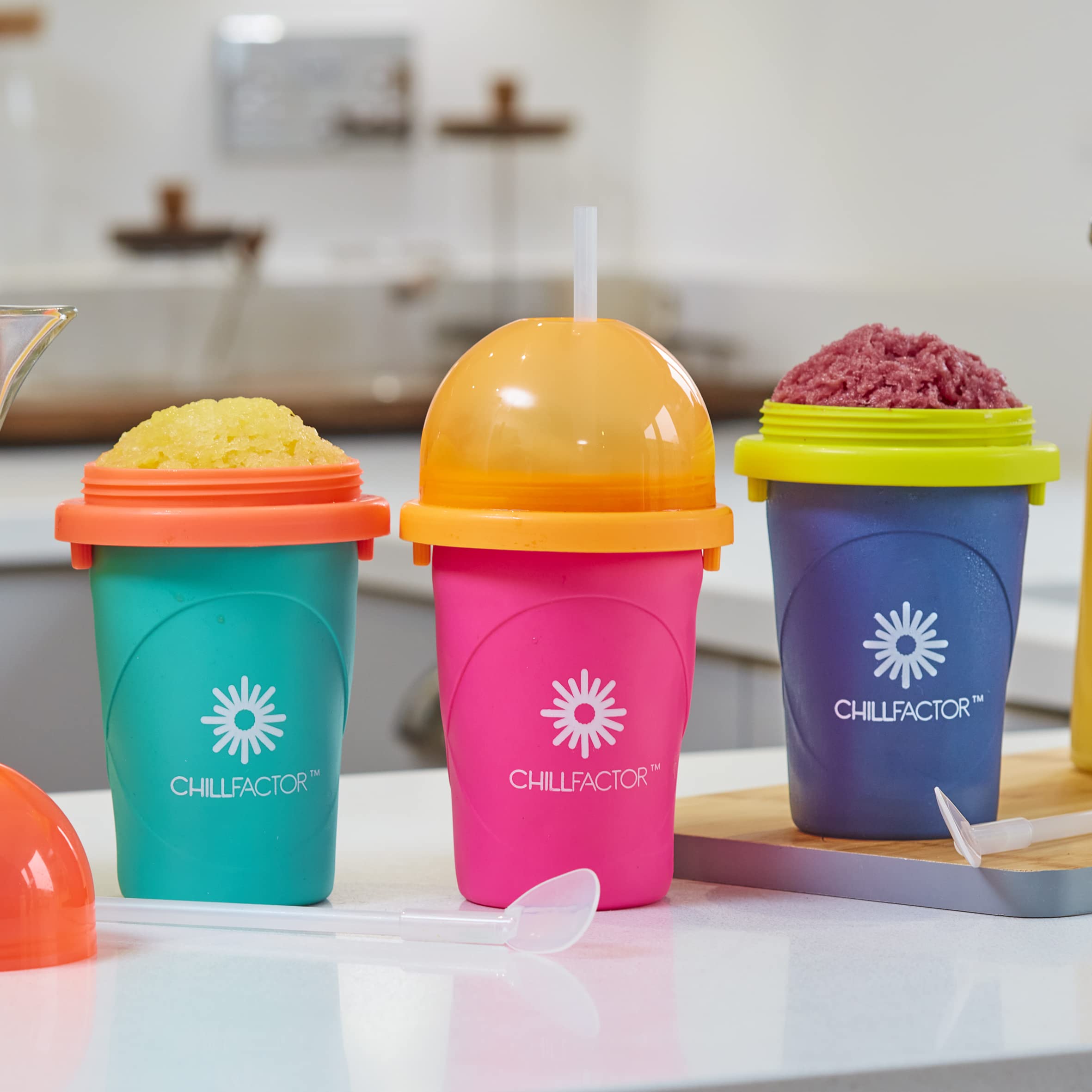 ChillFactor Slushy Maker Cup - Reusable DIY Slushie Maker for Kids & Adults, Neon Pink Frozen Drink Maker, Perfect for Summer Parties, Poolside Treats & Family Fun