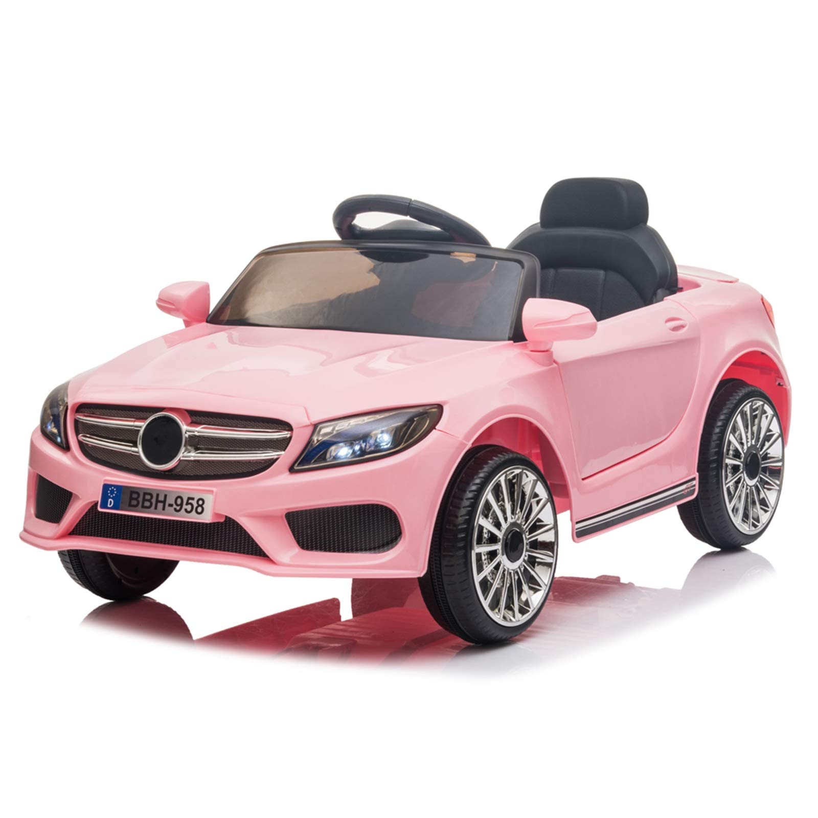 MengK 12V Kids Ride On Car with 2.4GHz Remote Control, LED Lights, Pink - Electric Toy Car for Boys & Girls Ages 3-8, Perfect for Indoor & Outdoor Play, Birthday Gifts