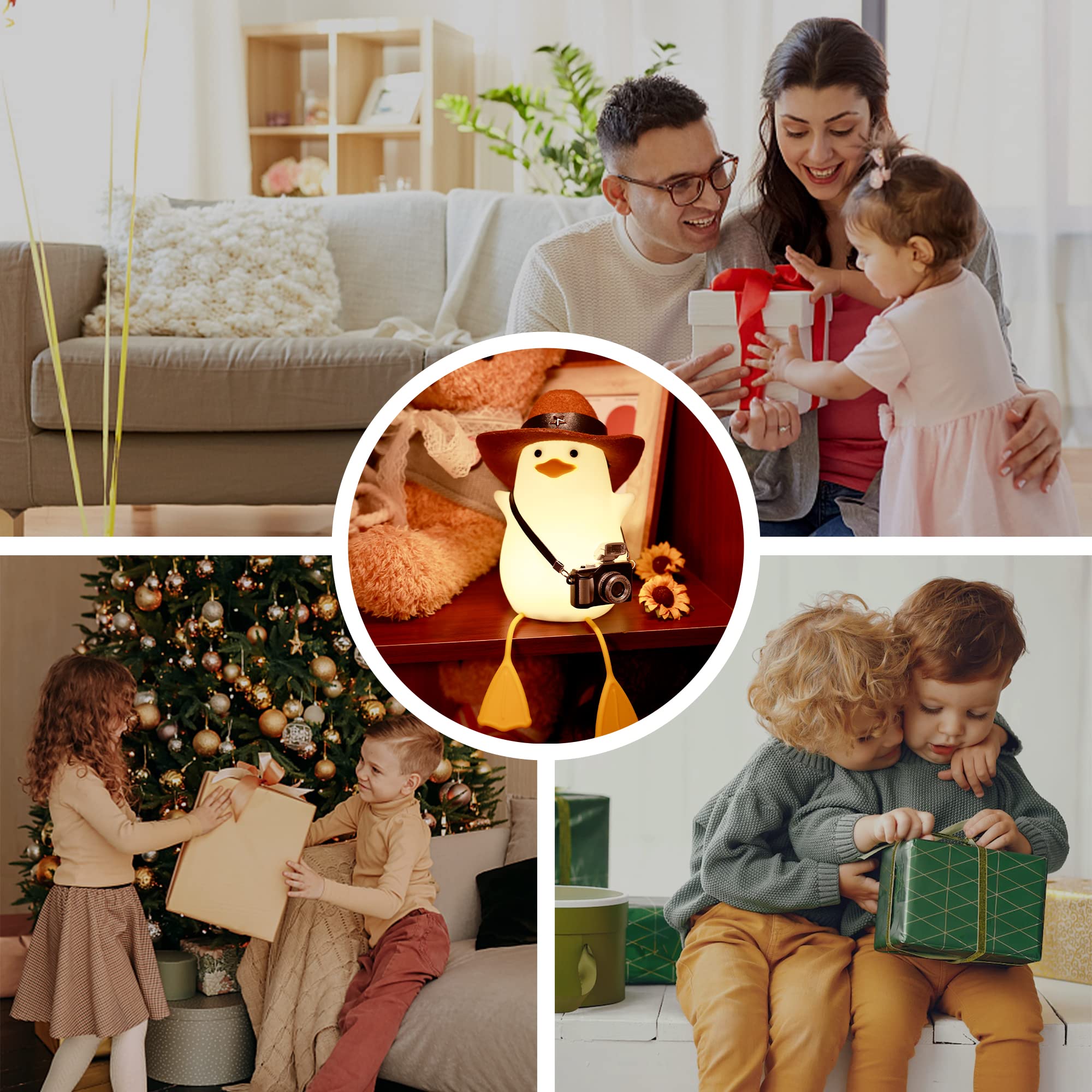 Cute Benson Duck Night Light for Kids - Squishy Touch Silicone Animal Nursery Lamp with Dimmer & USB Rechargeable - Perfect Bedside Light for Boys, Girls, Teens & Women - Ideal Birthday Gift for Duck Lovers (Cowboy Duck Design) - Great for Bedrooms, Nurseries, Dorm Rooms and Relaxation Spaces