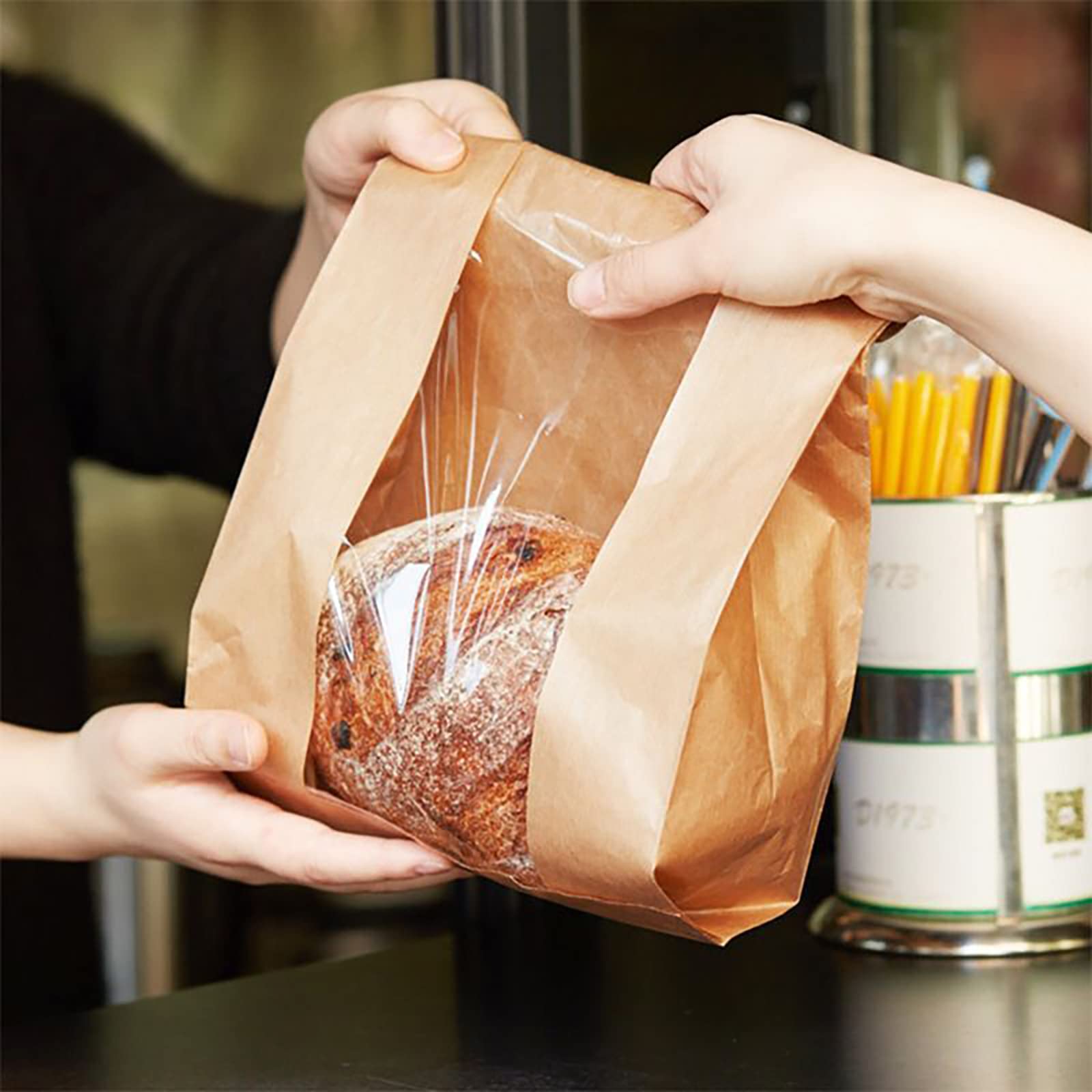 50pcs Large Window Bread Bags for Homemade Sourdough Loaf & Cookies | Eco-Friendly Paper Bakery Bags for Bread Storage & Food Packaging | Perfect for Home Bakers, Farmers Markets & Gift Giving