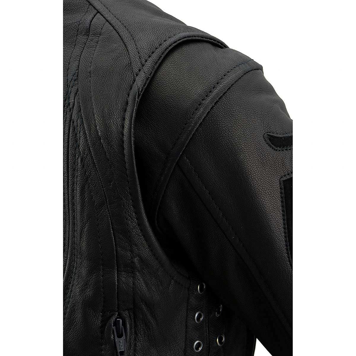 Milwaukee Leather MLL2535 Women's Black Leather Lightweight Scuba Racer Jacket | Stylish Motorcycle Jacket for Riding & Outdoor Adventures