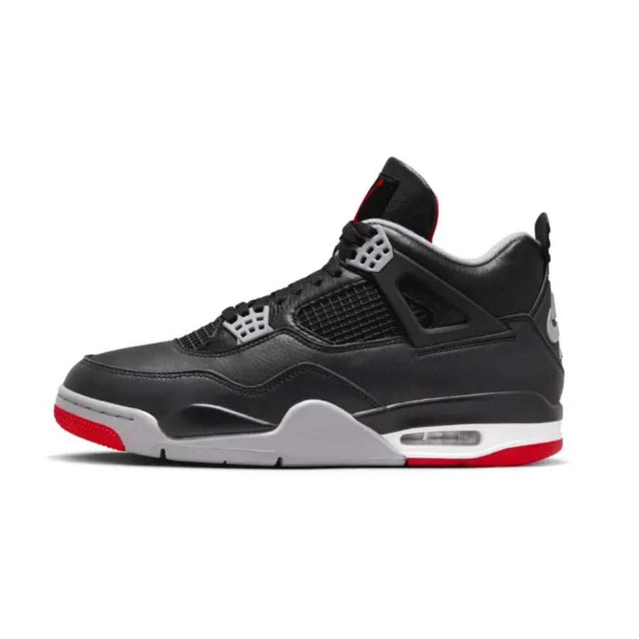 Air Jordan 4 Retro Bred Reimagined Sneakers - Black Cement Grey & Varsity Red Basketball Shoes for Men | Perfect for Streetwear Fashion & Basketball Games