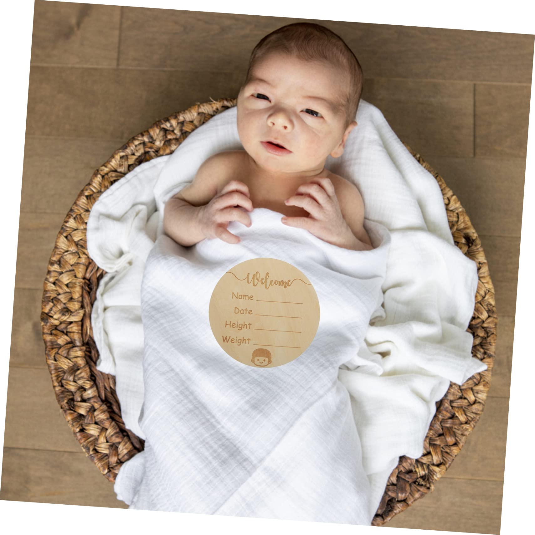 Wakauto 2pcs Wooden Baby Name Signs for Nursery Decor - Newborn Birth Announcement
