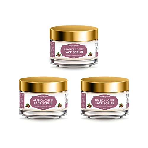 VADAPALLI Arabica Coffee Face Scrub for Men & Women - Exfoliating & Brightening Skin Care - Pack of 3 | Perfect for Daily Skincare Routine & Spa Day at Home