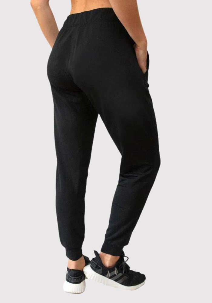 Merino Flex Lola Jogger Tall - Women's High Waisted Running Pants in Black | Perfect for Yoga, Gym Workouts & Casual Wear
