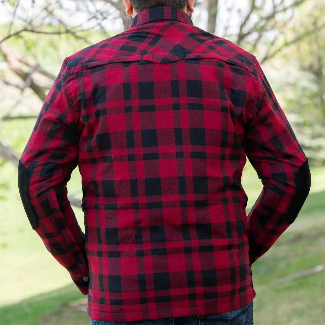 Men's Armored Flannel Biker Shirt - Heavy Duty Motorcycle Riding Jacket with CE Armor Protection | Perfect for Harley Davidson & Cruiser Riders - Street & Off-Road Safety Gear