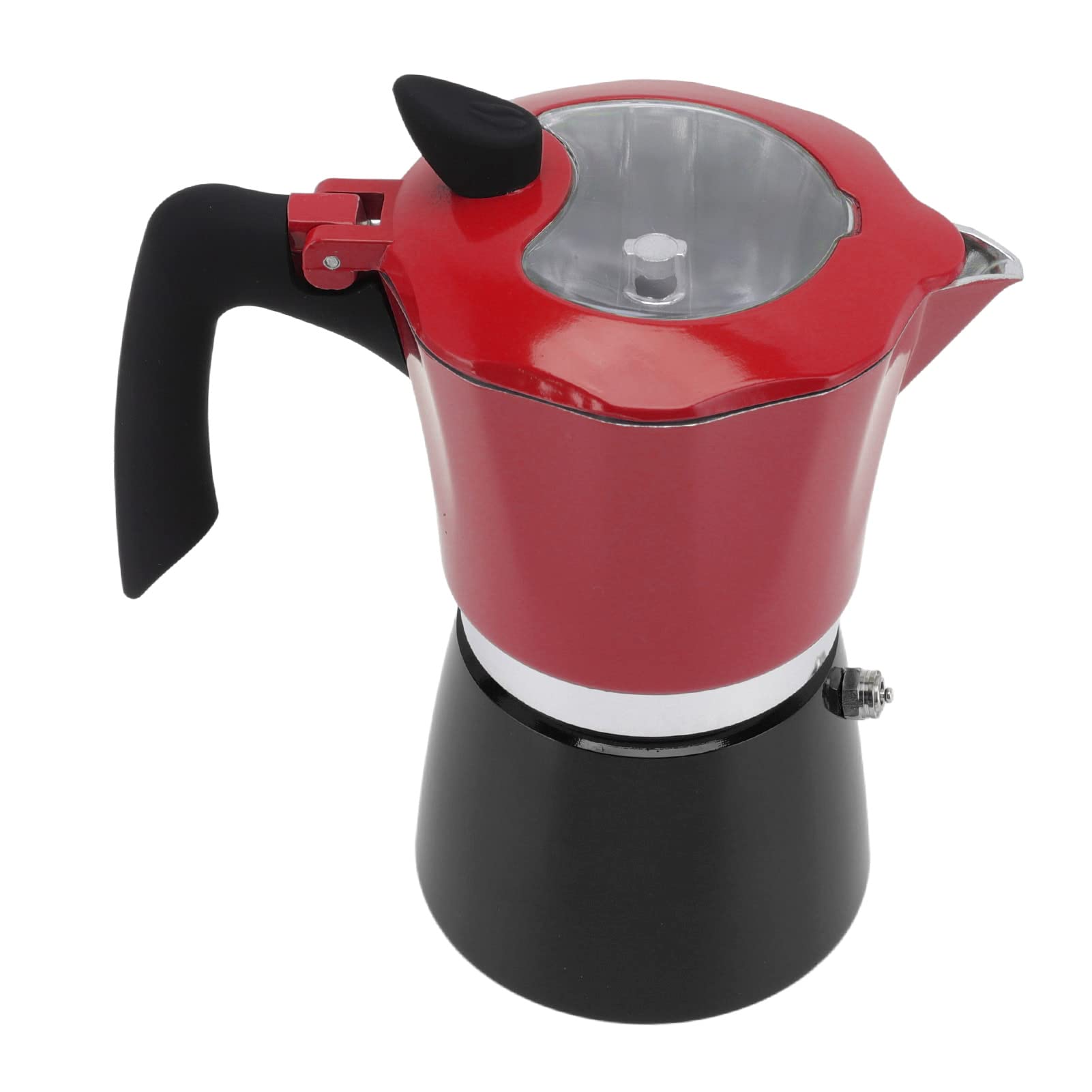 Premium Stovetop Moka Pot - 300ML Espresso Maker with Stylish Red & Black Color Block Design for Home, Travel & Camping | Durable No.6 Coffee Pot for Italian Coffee Lovers