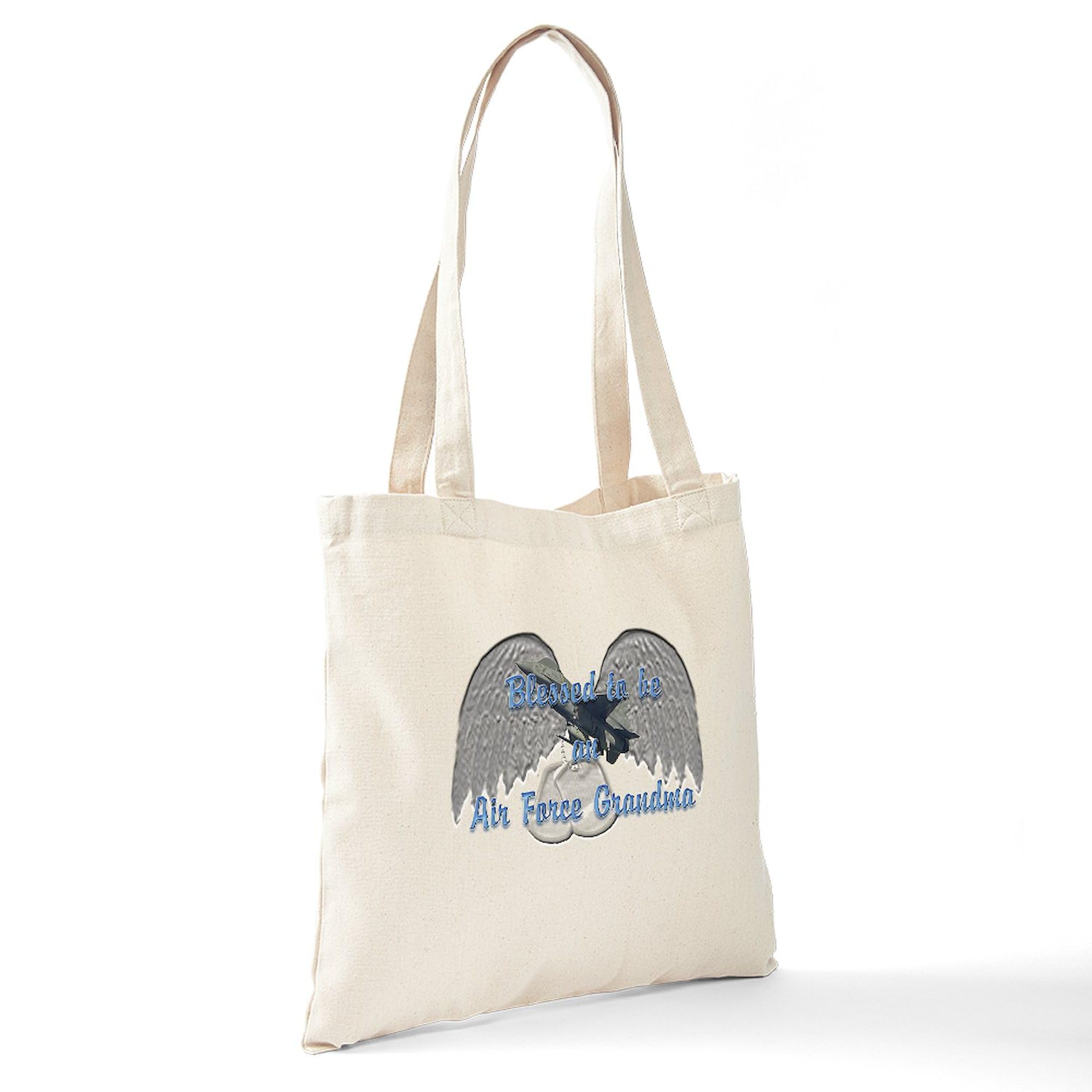 Blessed Air Force Grandma Tote Bag - Natural Canvas Reusable Shopping Bag for Military Families | Perfect for Groceries, Beach Trips & Proud Grandma Outings