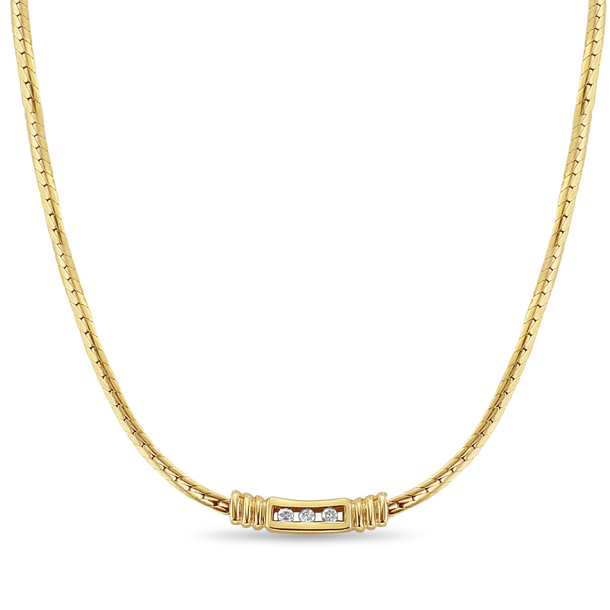 14K Yellow Gold Tension Space Diamond Bar Necklace - Elegant & Dainty Pendant for Women, Perfect for Everyday Wear, Date Nights & Special Occasions