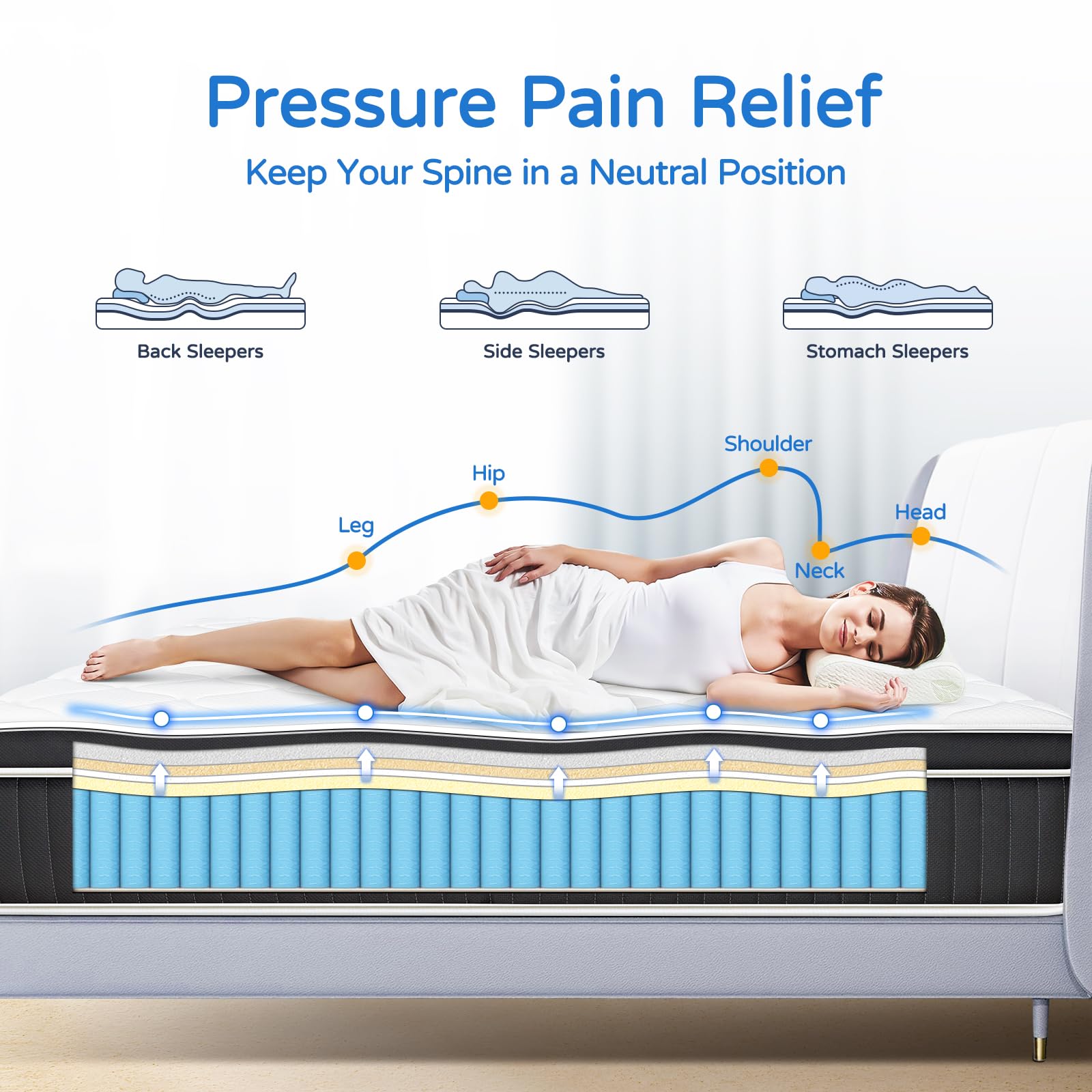 12 Inch King Size Hybrid Mattress in a Box - Memory Foam & Pocket Spring Support - Medium Firm Comfort - Non-Fiberglass - Perfect for Master Bedrooms, Guest Rooms & Apartment Sleeping