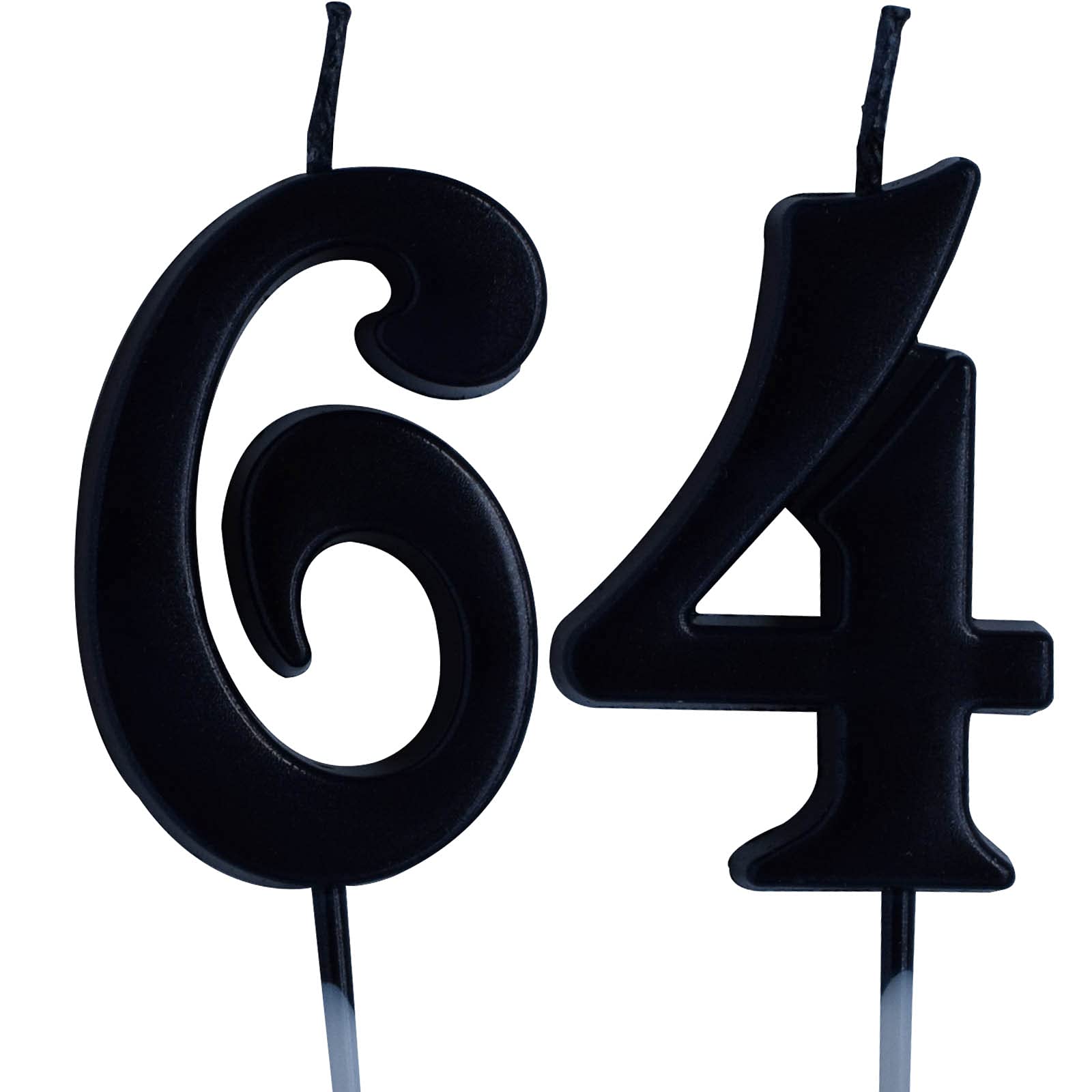 Black Number 64 Birthday Candle - Cake Topper for 64th Birthday Party Decorations - Perfect for Women & Men Celebrations - Ideal for Anniversary, Retirement & Milestone Birthday Cakes