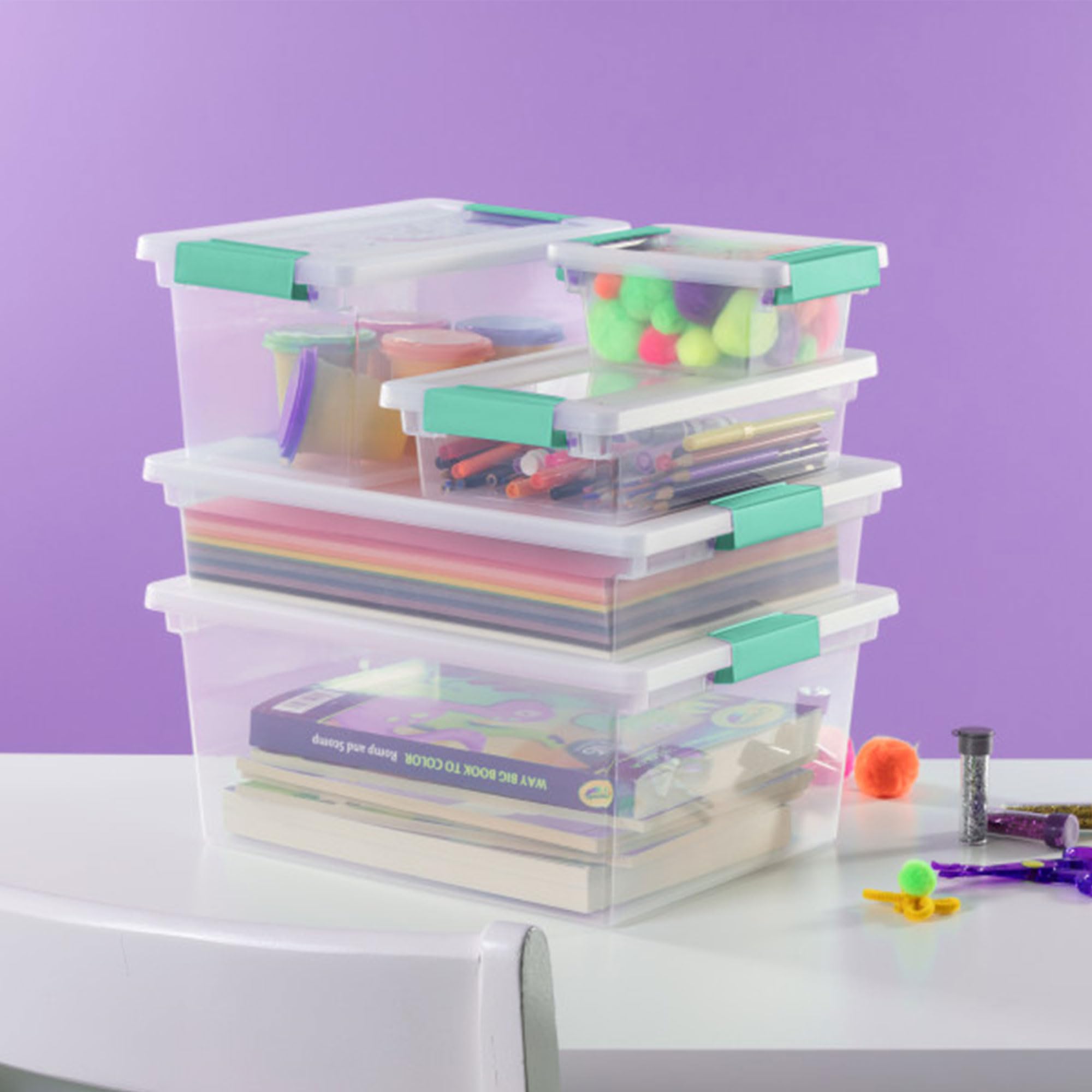 Sterilite 12-Pack Clear Plastic Clip Boxes - Small Storage Containers for Crafts, Office Supplies & Organizing - Perfect for Home, School & Office Organization