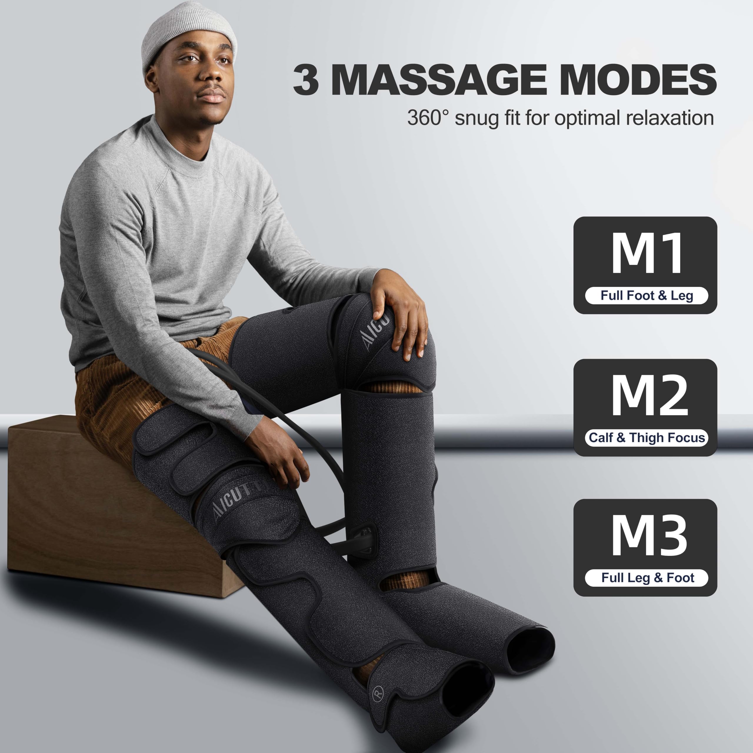 Air Compression Leg Massager with Heat - Relieves Swelling, Edema & Cramps - Perfect Gift for Women, Men, Parents - Ideal for Home Use, Office Relaxation & Post-Workout Recovery
