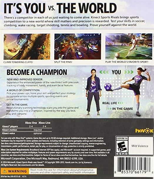 Kinect Sports Rivals - Xbox One Motion Sensor Video Game for Active Gaming & Family Fun | Perfect for Fitness, Party Games & Interactive Entertainment