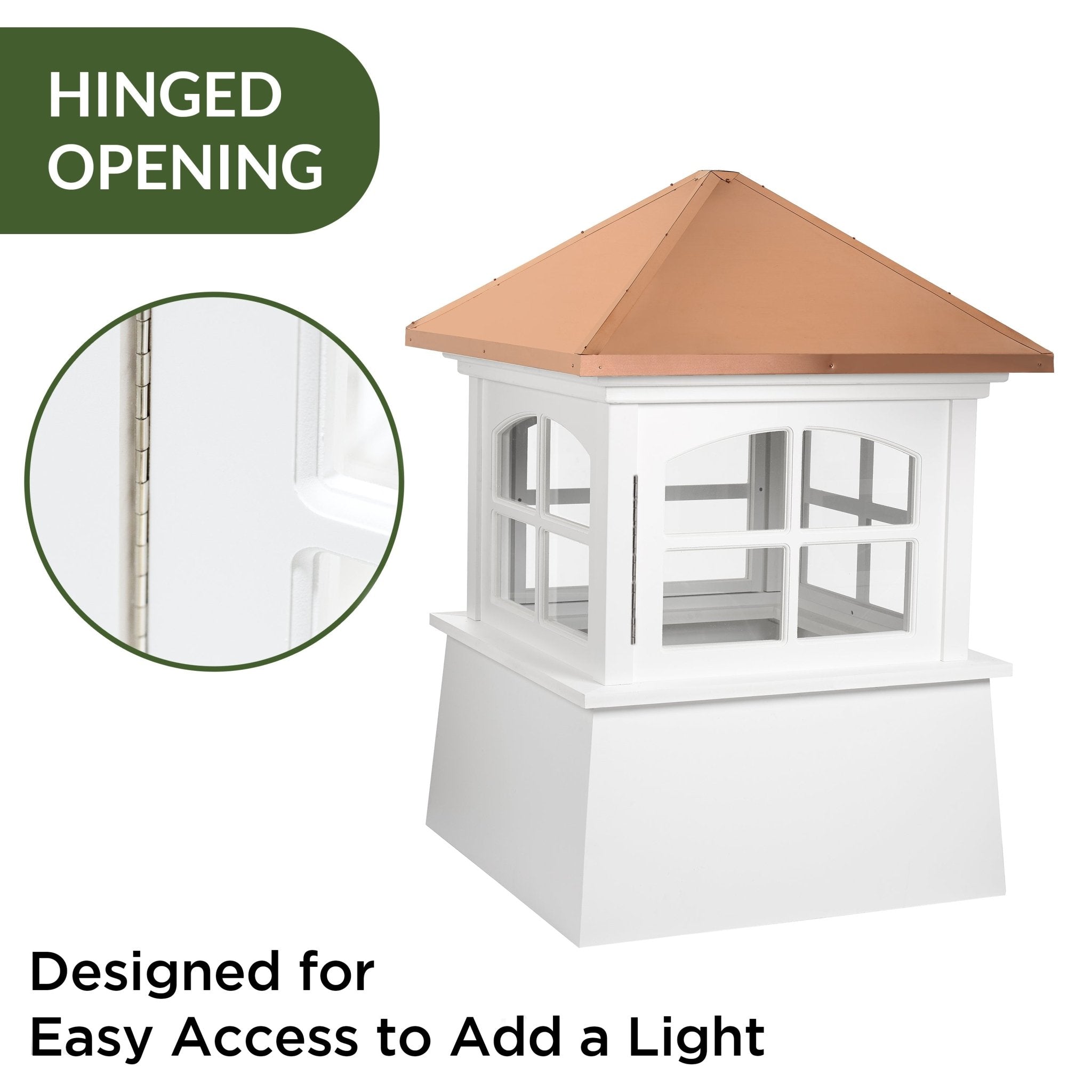 Huntington Vinyl Cupola - Weatherproof Decorative Roof Vent for Home & Barn - Perfect for Farmhouse, Shed, and Garage Ventilation