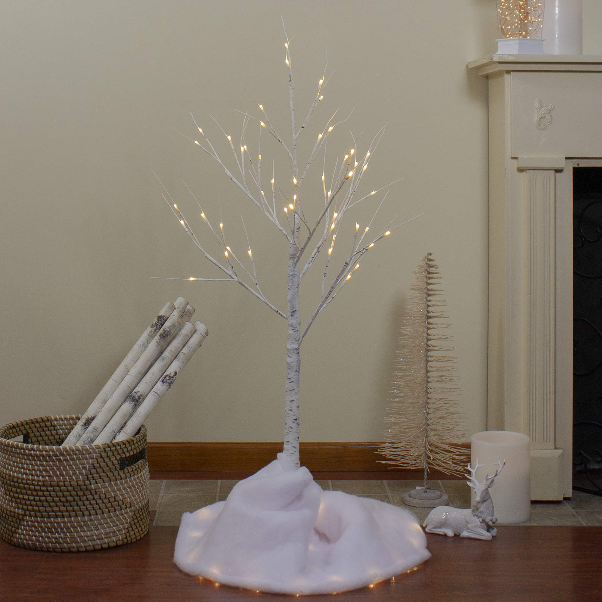 Northlight 4' White LED Birch Tree Outdoor Decoration Lights - Weatherproof Fairy Lights for Garden, Patio, and Landscape Lighting