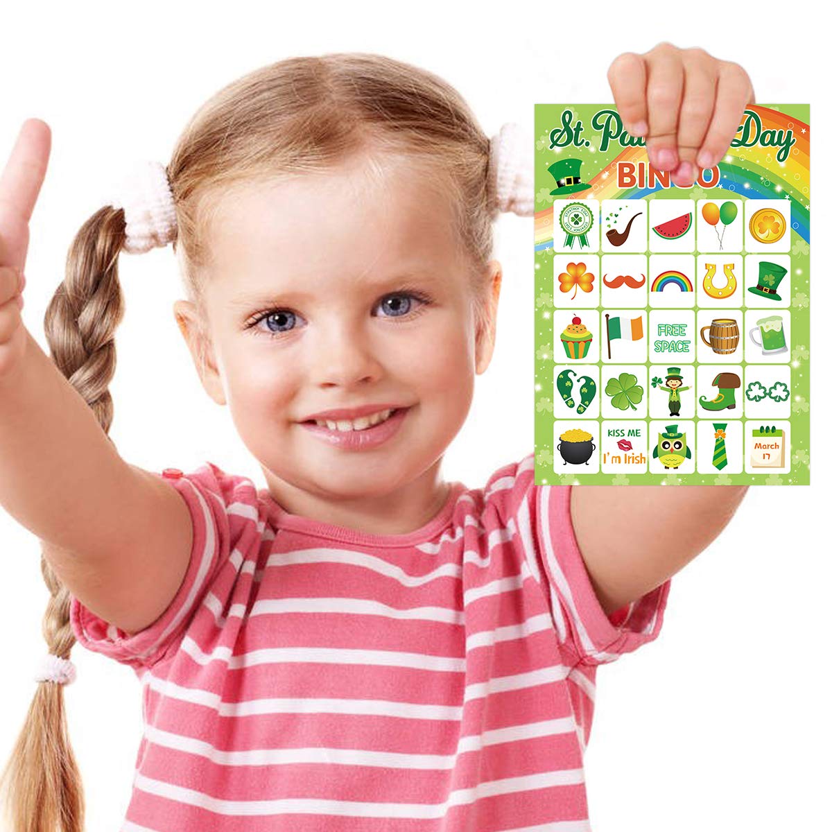 St. Patrick's Day Bingo Game for Kids - 24 Player Green Shamrock Party Supplies for Classroom, Family Gatherings & Festive Celebrations
