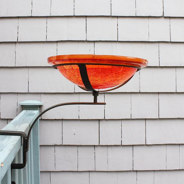 Handmade Mandarin Crackle Glass Birdbath Bowl - Outdoor Garden Decoration for Birds & Wildlife - Perfect for Patio, Yard & Backyard Bird Watching