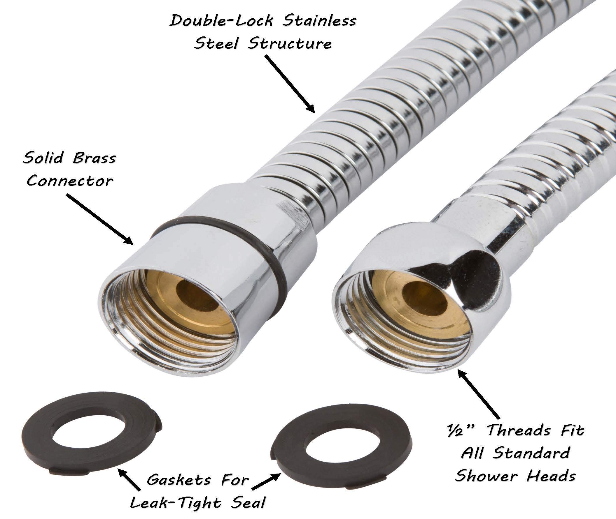 6 Function High Pressure Handheld Shower Head with Filter - Removable Showerhead with Adjustable Mount & 5ft Stainless Steel Hose - Chlorine Removal Water Filter (2.5 GPM, Chrome) - Perfect for Bathroom Renovation & Sensitive Skin Care