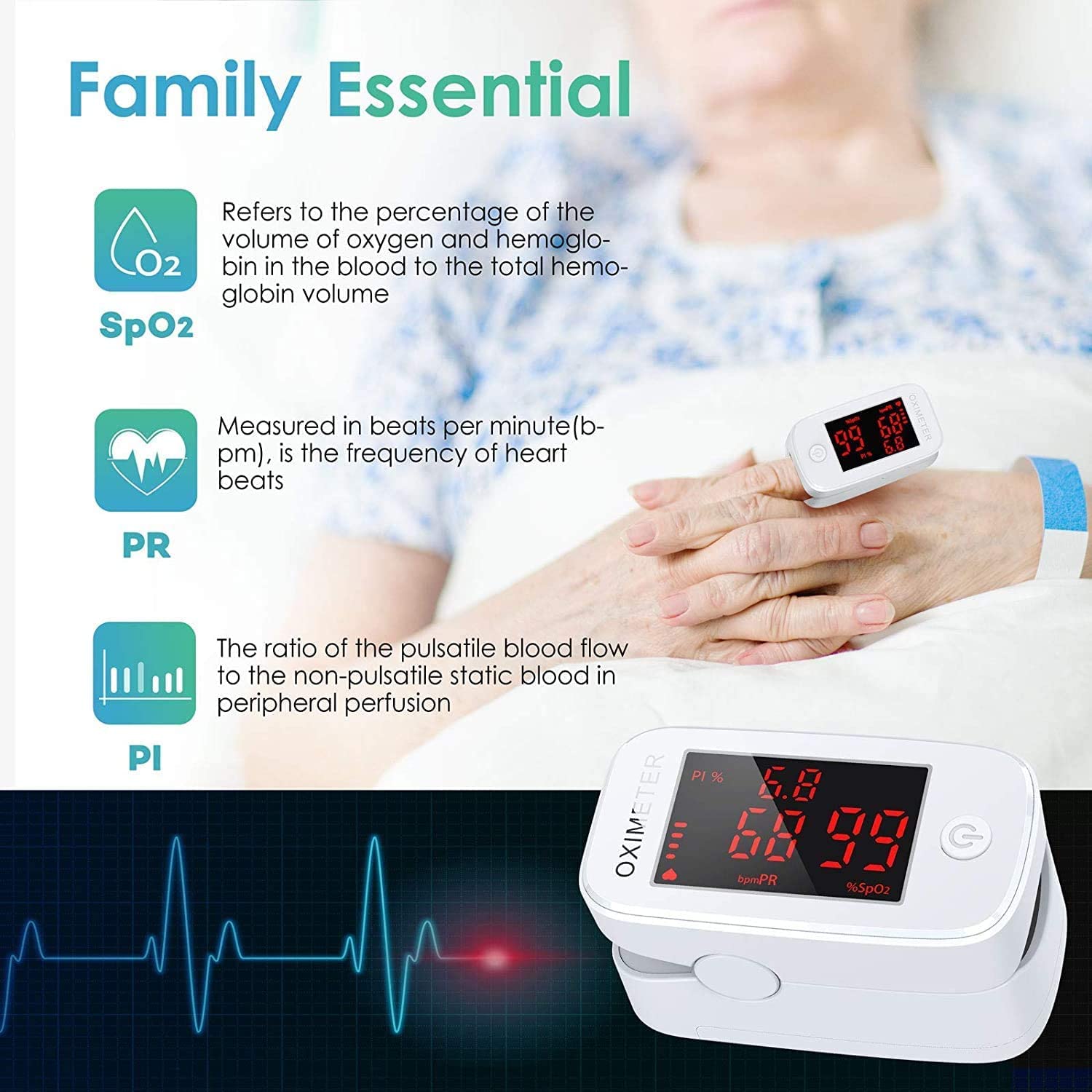 2025 Pulse Oximeter - FDA & CE Approved Finger Oxygen Monitor with Heart Rate & SpO2 Tracking - Professional Medical Grade Blood Oxygen Saturation Monitor for Hospitals, Doctors & Nurses - Includes Batteries - Perfect for Home Health Monitoring, Fitness Training & High-Altitude Activities