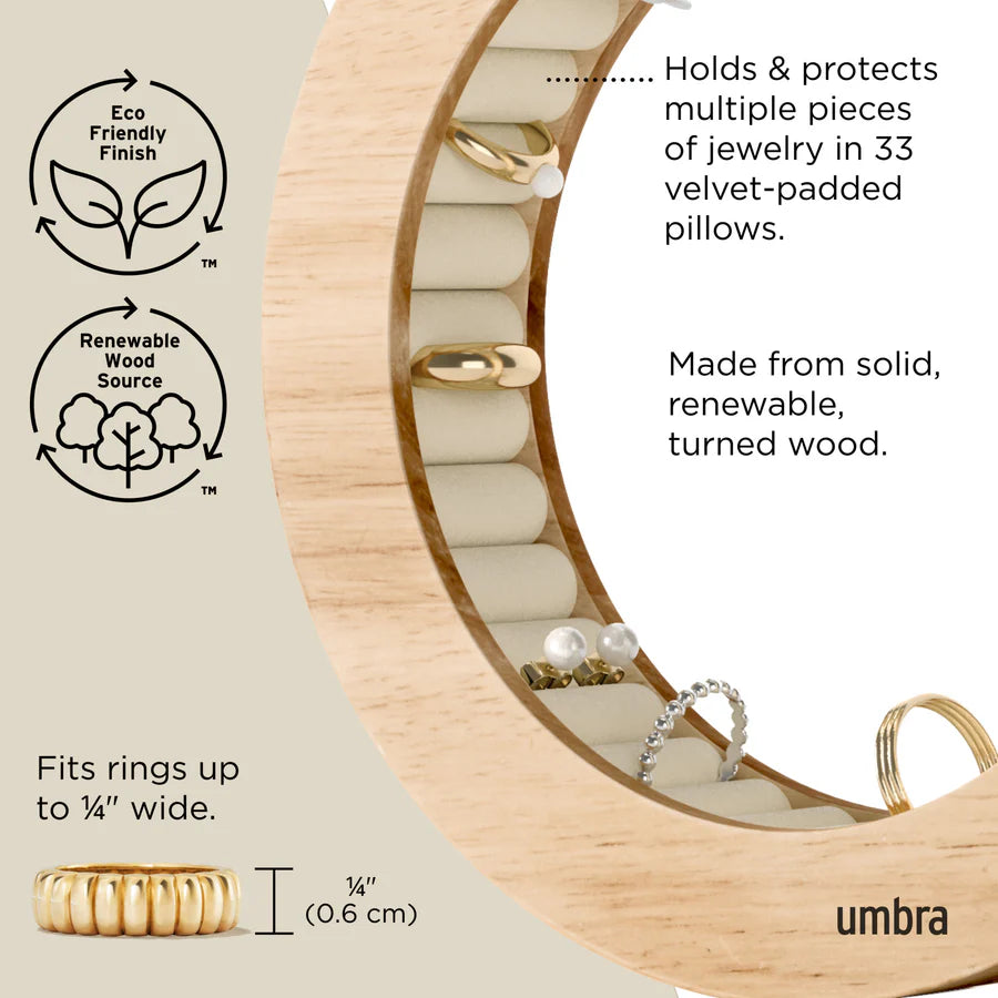 Ferris Jewelry Organizer - Natural Wood Jewelry Box for Necklaces, Rings & Earrings | Perfect for Bedroom, Bathroom & Travel Storage
