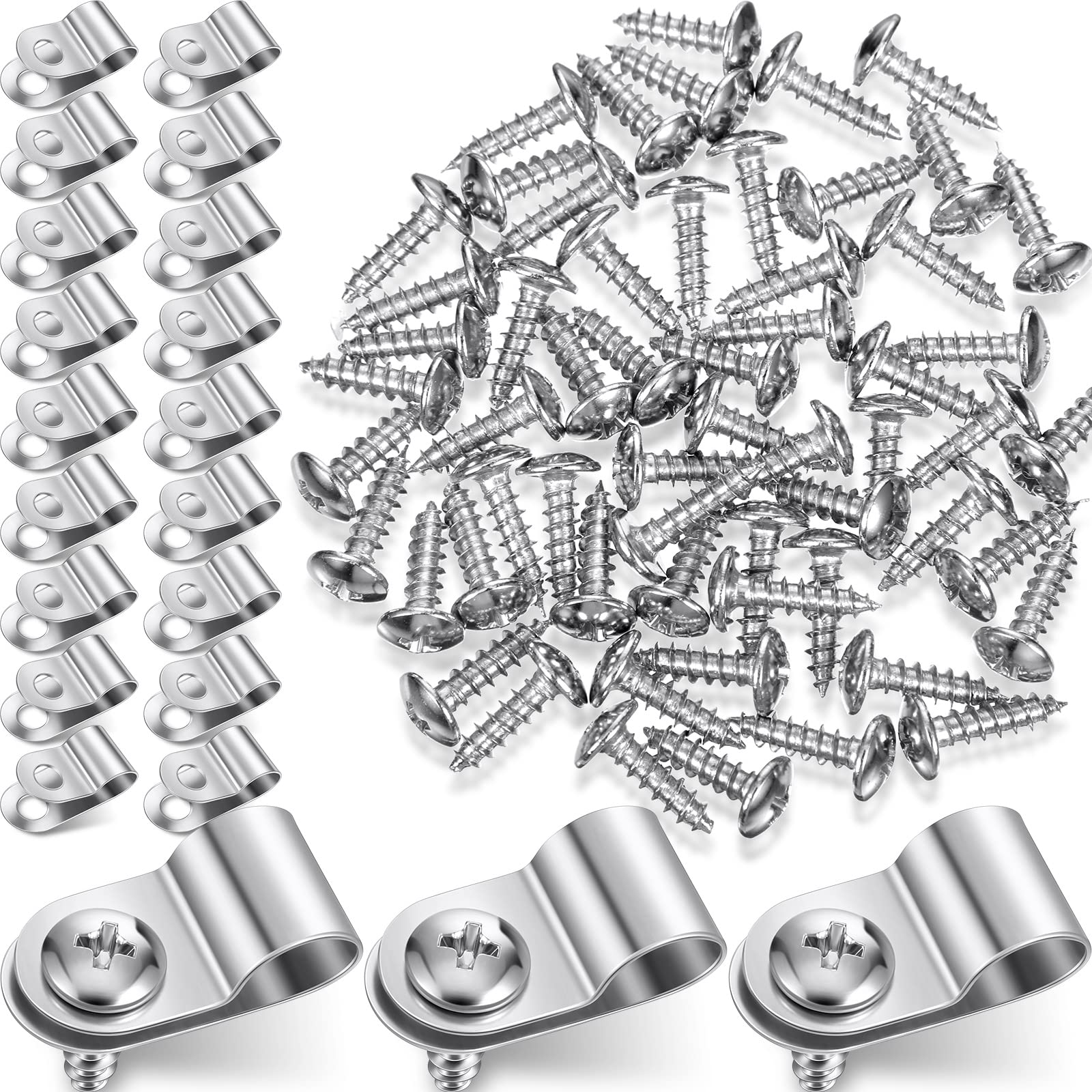 60 Pcs Heavy Duty Aluminum Wire Fence Clips - Fence Wire Clamps & Cattle Panel Clamps with Screws for Vinyl, Wood, Metal Fences - Perfect for Farm, Ranch, Garden and DIY Fence Installation Projects