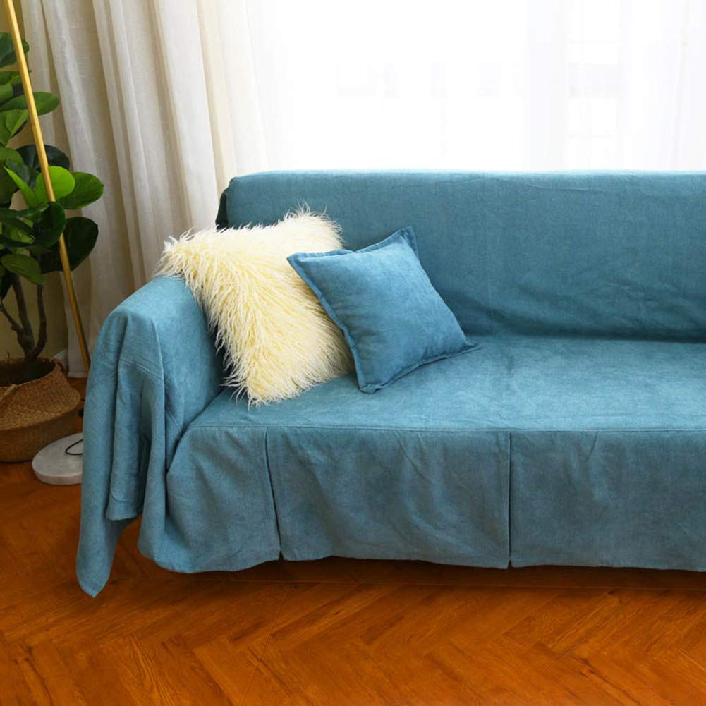 Premium Anti-Slip Plush Sofa Slipcover - 1-Piece Pet-Friendly Furniture Protector for Dogs & Cats (Lake Blue) - Soft Stretchable Couch Cover for Living Room, Bedroom & Home Decor