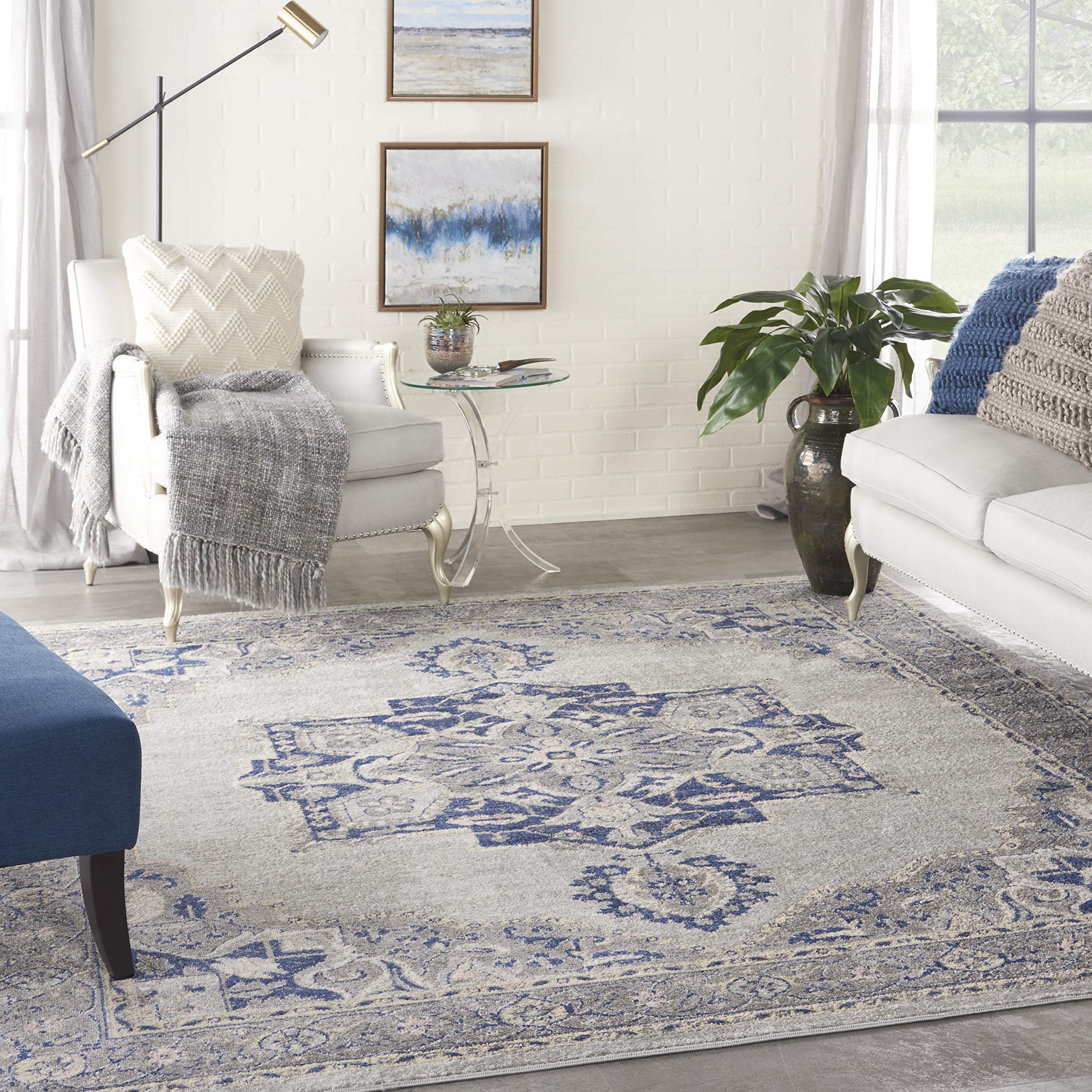 Nourison Tranquil Persian Grey/Navy 8'10