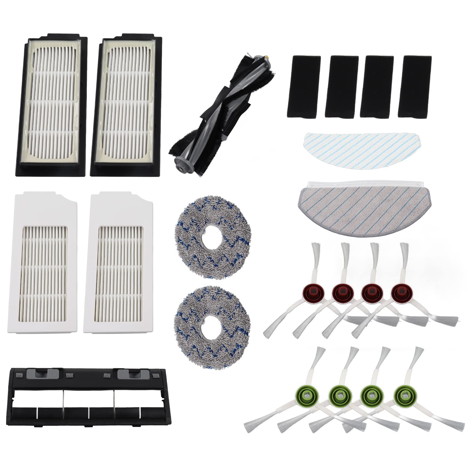 Jeanoko Vacuum and Mop Filter Replacement Kit - ABS Soft Efficient Eco-Friendly Robot Vacuum Accessories for Home & Office Cleaning