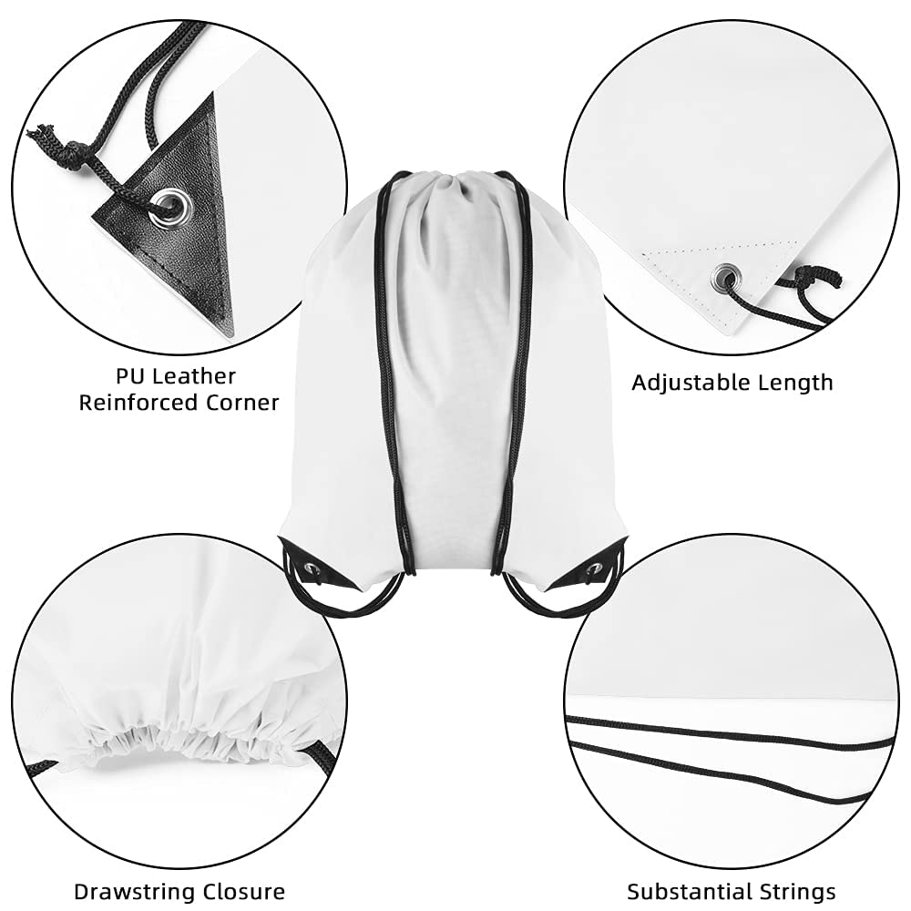 GoodtoU 16-Piece Bulk Drawstring Backpacks - White Cinch Bags for School, Sports & Travel | Lightweight String Backpacks for Students, Gym & Outdoor Activities