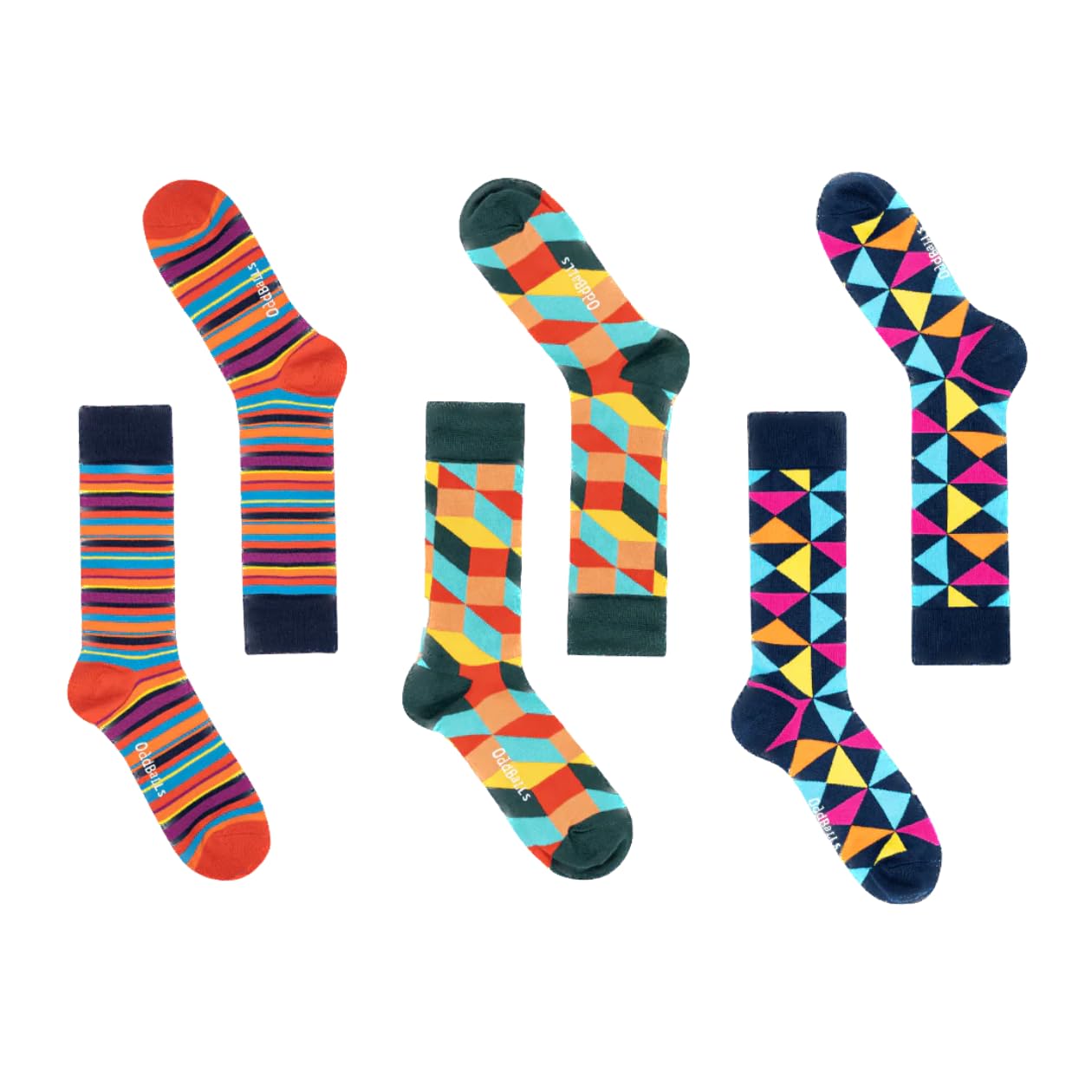 OddBalls Colorful Cotton Socks Multipack - 3 Pairs of Elasticated Ankle Socks for Men & Women - Comfortable Work Socks for Office, Gym & Casual Wear