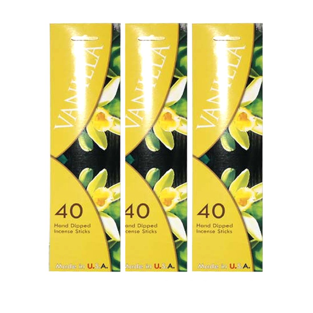 40-Pack Vanilla Scented Incense Sticks - Hand-Dipped Natural Fragrance for Meditation, Yoga & Relaxation - Long Burning Aromatic Sticks for Home, Office & Spiritual Practices