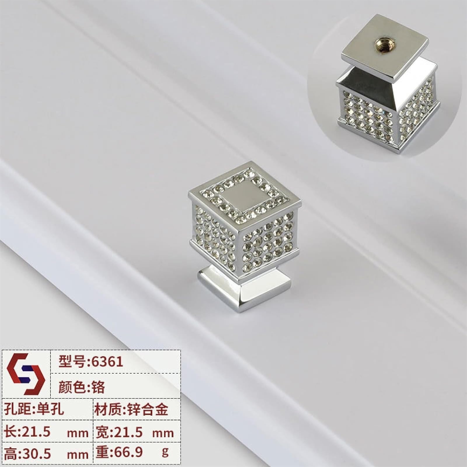 Premium Gold & Chrome Cabinet Knobs - 2 Pack Diamond Design Single Hole Drawer Pull Handles (63x62mm) - Ideal for Wardrobe, Kitchen Cabinets & Furniture Hardware Upgrades