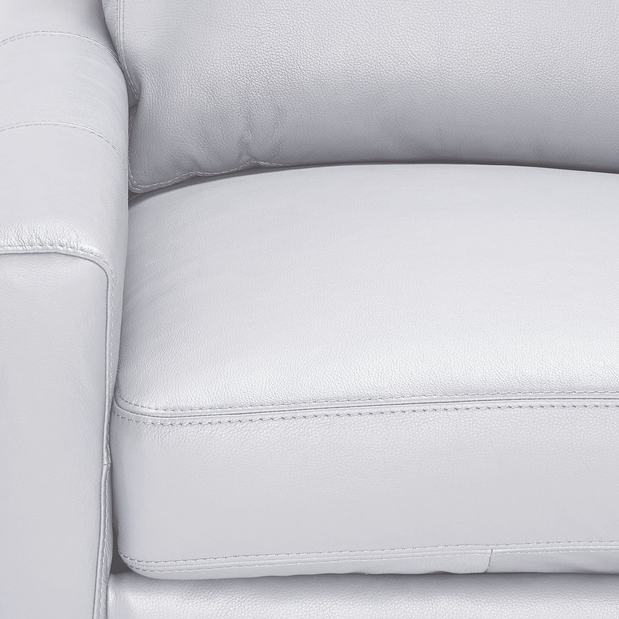 Premium Chito Leather Sofa and Loveseat Set in Silver Grey - Modern Living Room Furniture for Home & Office Comfort