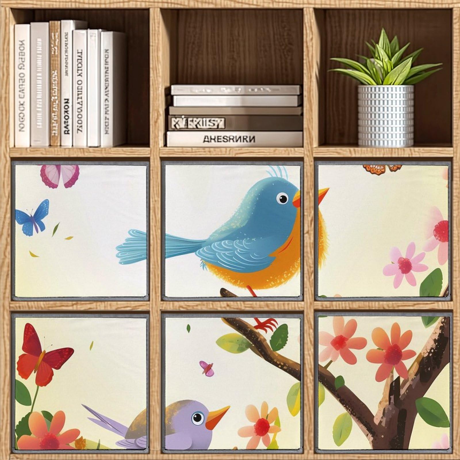 6-Pack Collapsible Storage Bins with Handles - Birds & Butterflies Design, Large Closet Organizer for Clothes, Toys, Blankets | Perfect for Bedroom, Nursery, Dorm & Home Organization