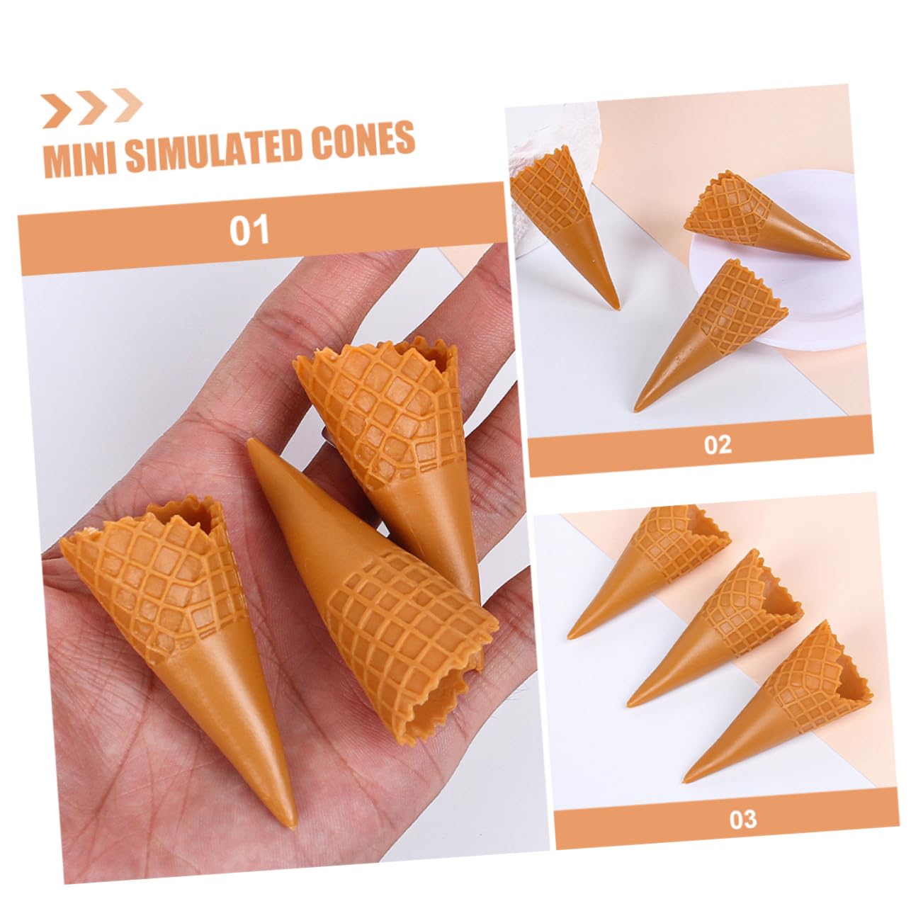 15pcs Miniature Fake Ice Cream Cones for Jewelry Making, DIY Crafts, Dollhouse Decor - Perfect for Party Favors, Photography Props & Kids Play