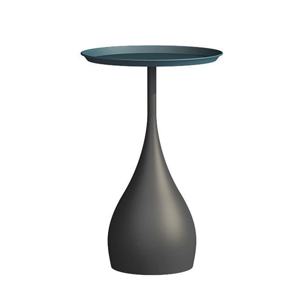 LITFAD 16 Inch Round Metal Coffee Table - Modern Small End Table for Living Room, Bedroom, Patio - Black & Blue Home Furniture for Relaxation & Leisure