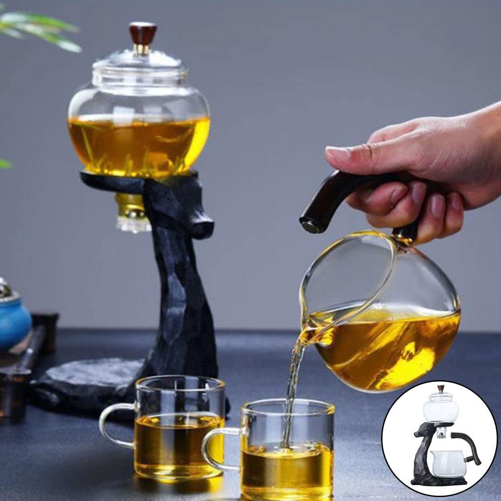 Premium Heat-Resistant Glass Tea Set with Magnetic Water Diversion - Semi-Automatic Tea Maker & Kungfu Teapot for Easy Brewing - Perfect for Home, Office & Tea Ceremonies