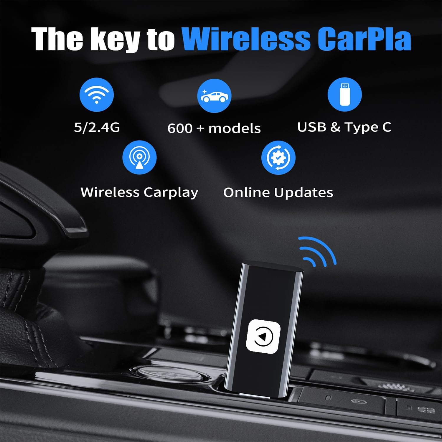 2025 Mini Stable Wireless CarPlay Adapter for Apple - Fastest Wireless CarPlay Dongle, Convert Wired to Wireless for iOS Cars | Perfect for Commuting, Road Trips & Hands-Free Driving
