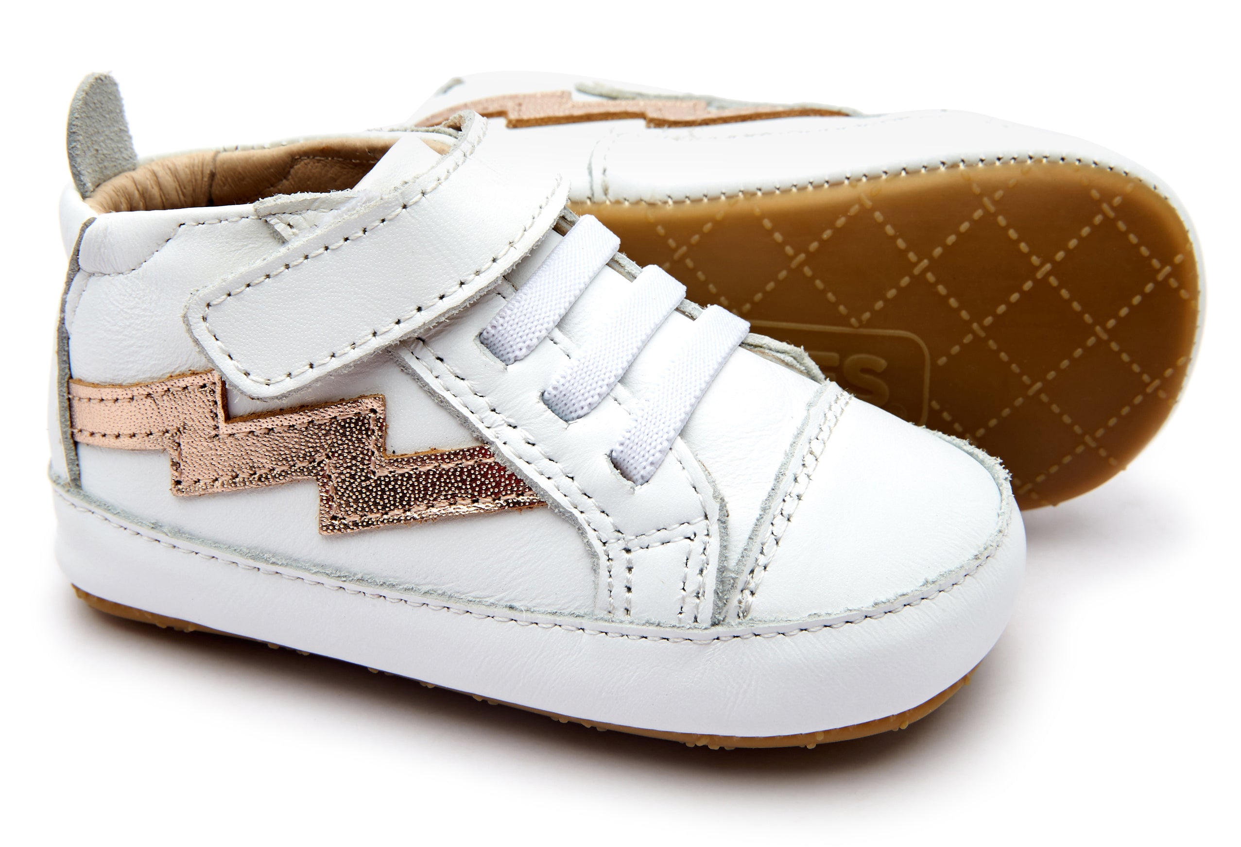 Old Soles Boys Girls 0052R Bolted Baby Sneakers - Snow Copper | Comfortable First Walking Shoes for Toddlers, Infants & Kids - Perfect for Indoor Play, Outdoor Adventures & Special Occasions