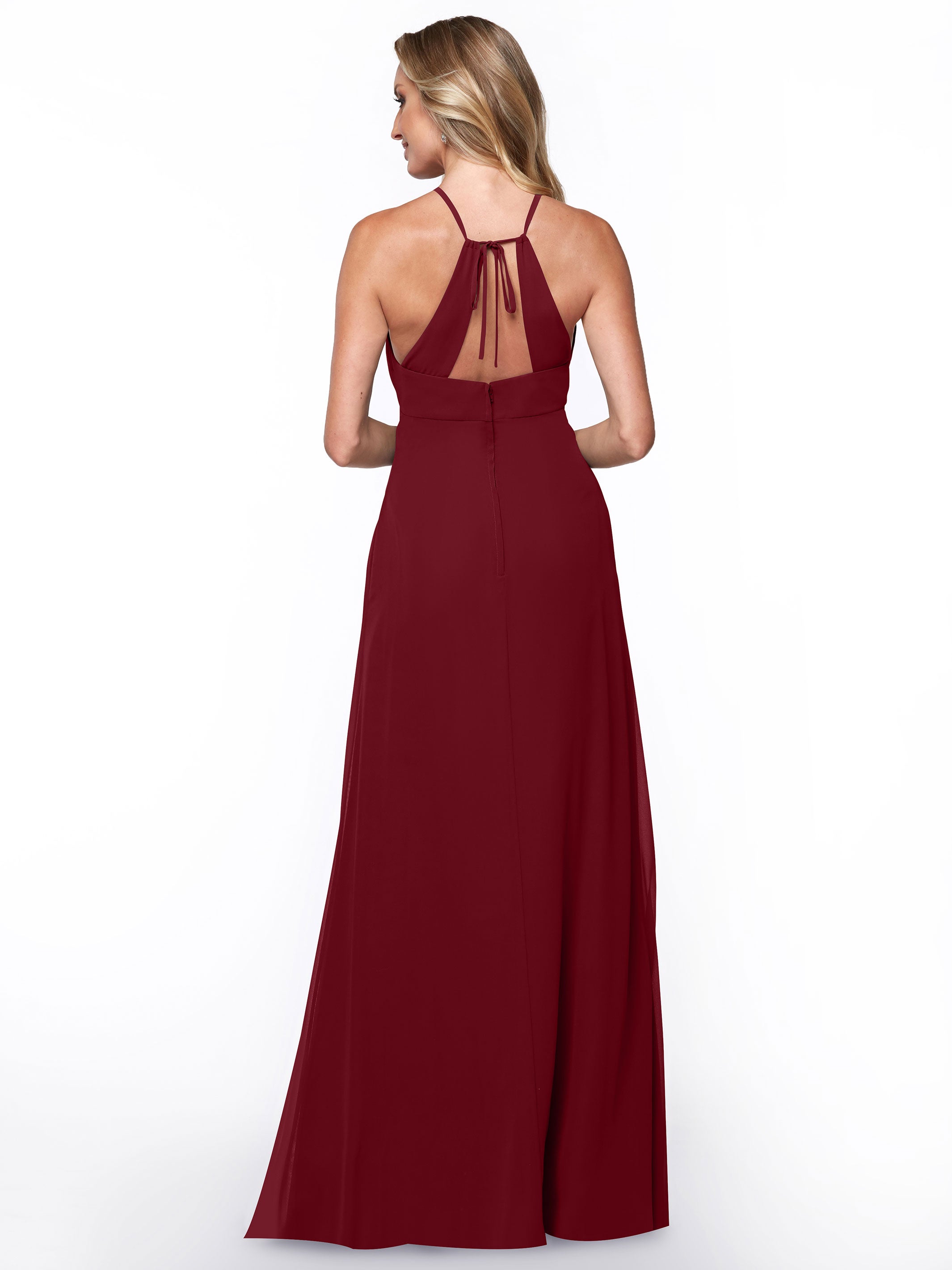 Elegant A-Line Chiffon Bridesmaid Dress with Keyhole Halter Neckline - Perfect for Weddings, Formal Events & Special Occasions