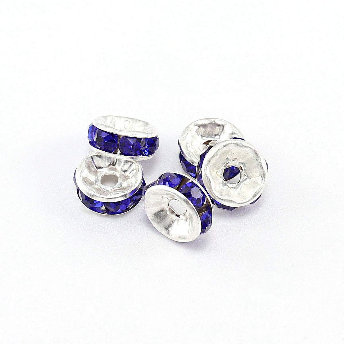 50pcs 4mm Blue Rhinestone Beads for Jewelry Making - Crystal Rondelle Spacer Beads DIY Bracelets & Necklaces - Perfect for Crafting, Wedding, Party Accessories (Blue, 4mm/0.16inch)