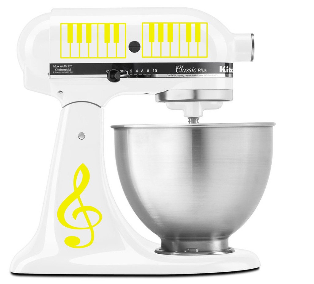 Treble Clef & Piano Keys Vinyl Decal Set for KitchenAid Mixers - Music Lover's Decorative Stickers - Dishwasher Safe & Removable - Perfect for Baking Enthusiasts & Home Decor