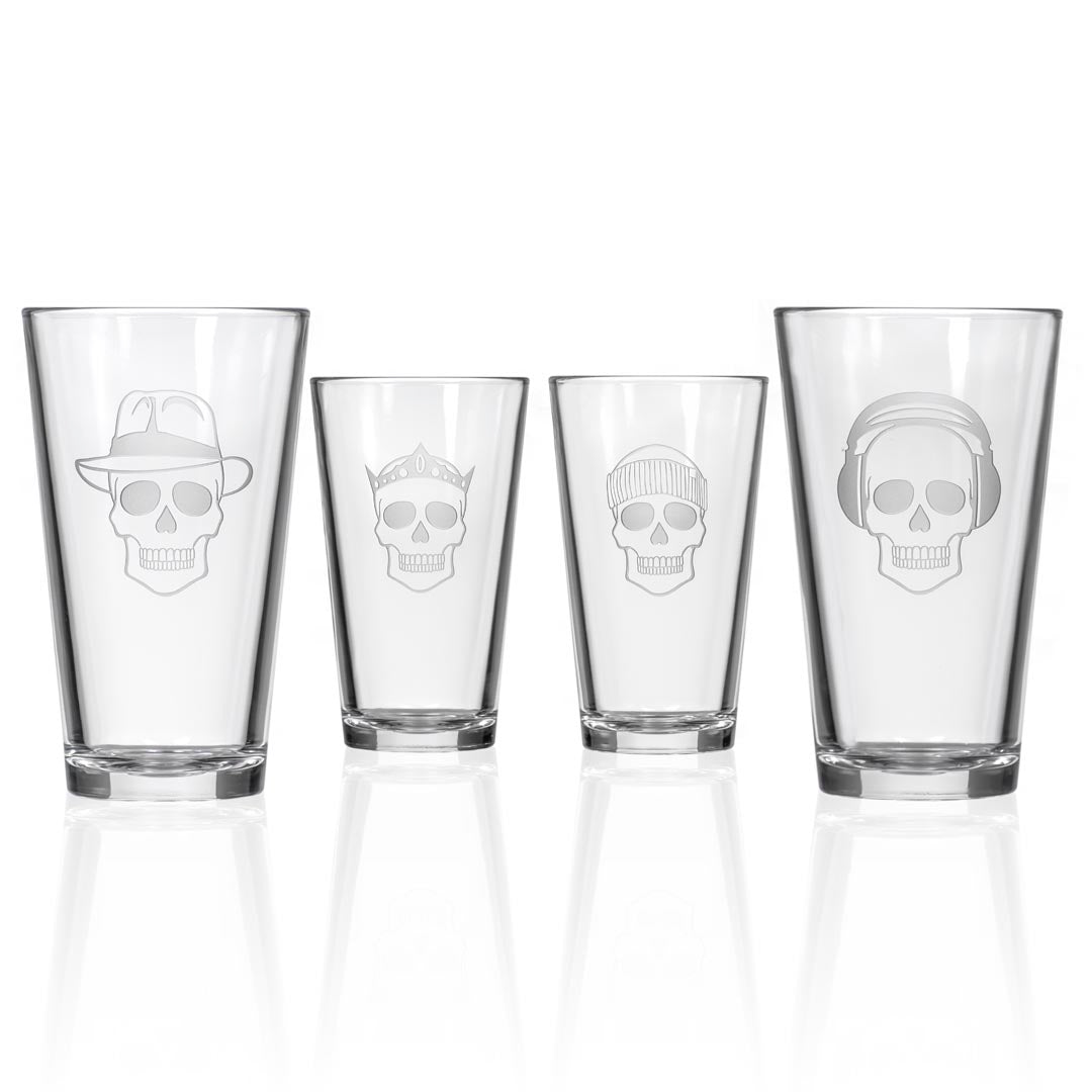 Numbskulls 16oz Beer Pint Glass Set of 4 - Durable Barware for Home, Parties & Pubs - Perfect for Craft Beer, Lager & Cocktails