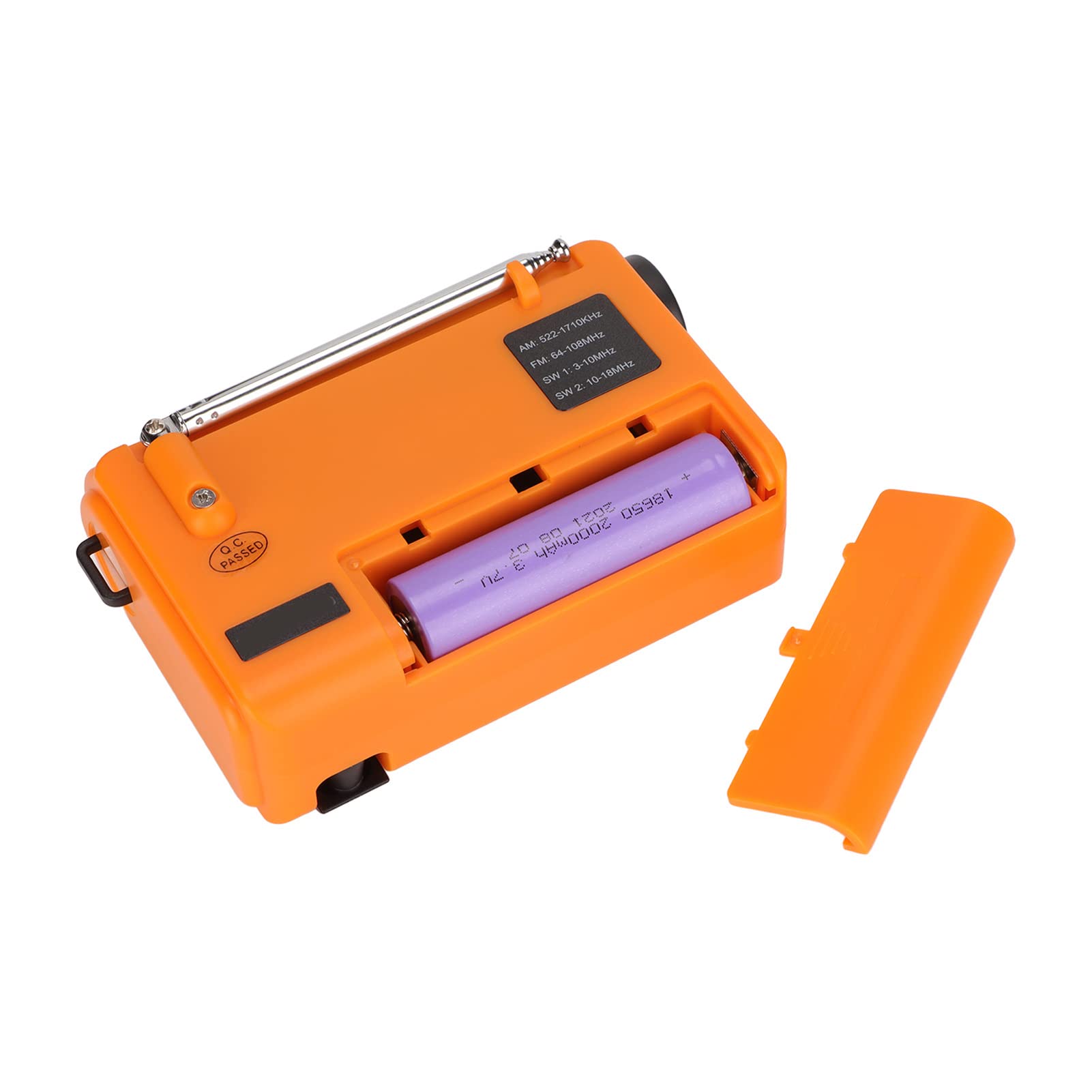 Solar Powered Emergency Radio with 0.7W Solar Panel, 3.0V-4.2V Output & Large Capacity Memory - ABS Portable Weather Radio for Hiking, Camping, Outdoor Survival & SOS Emergency (Orange)