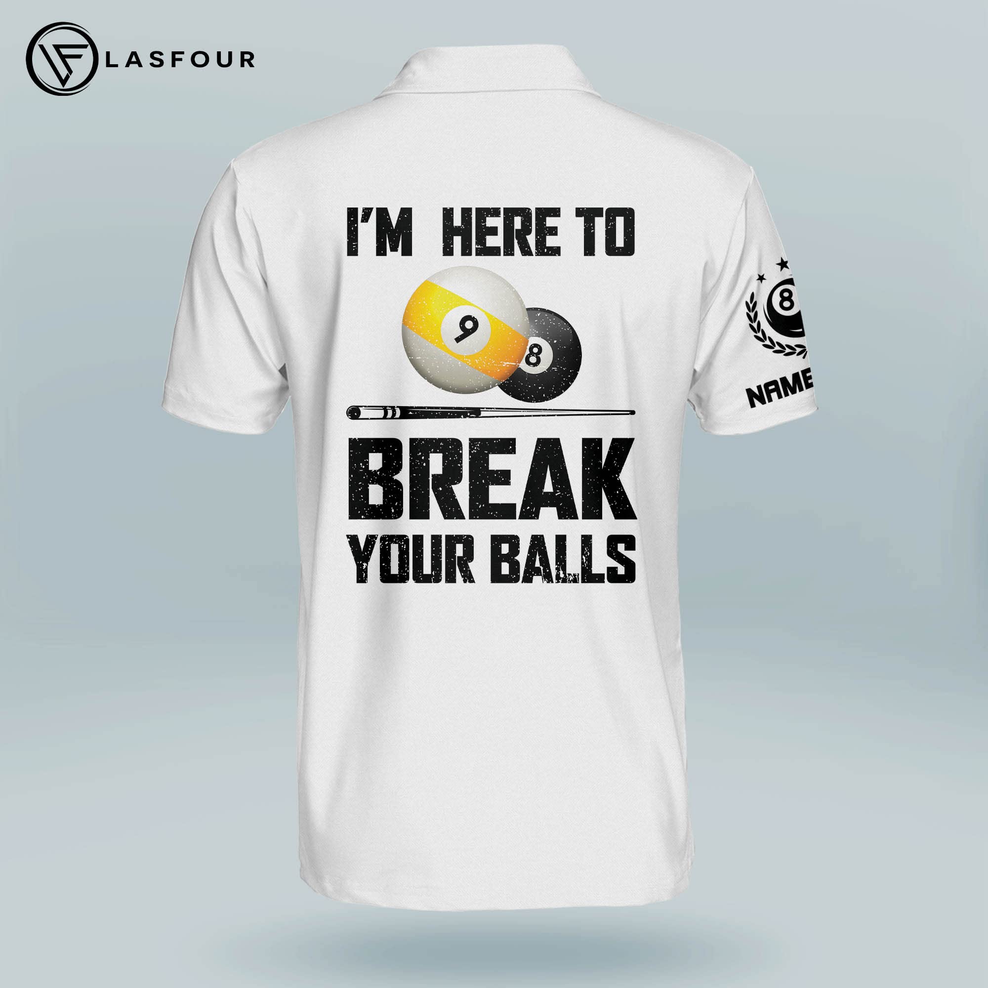 LASFOUR Men's Personalized Funny Billiard Polo Shirts - Moisture Wicking Dry Fit Short Sleeve Shirt for Pool Players - Perfect Gift for Billiards Enthusiasts & Casual Wear